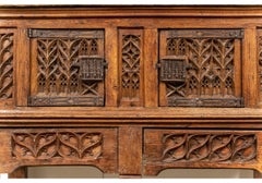 Rare and Extraordinary French Louis XIII 16th Century Gothic Oak Cabinet