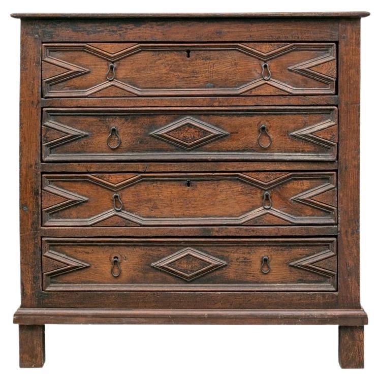 Rare and Fine 18th Century Stained Oak Chest of Drawers