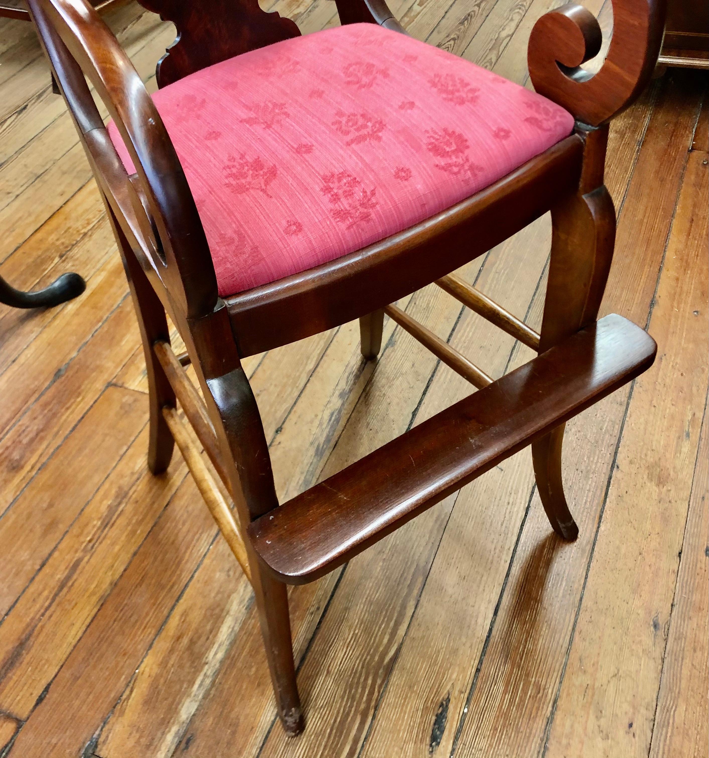 Rare and Fine Antique American Flame Mahogany Empire Style Child’s Highchair 2
