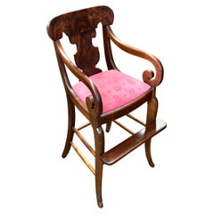Rare and Fine Antique American Flame Mahogany Empire Style Child’s Highchair