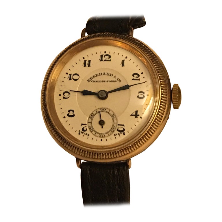 Rare And Fine Quality Vintage 9k Gold Eberhard And Co Chaux De Fonds Wristwatch For Sale At 1stdibs