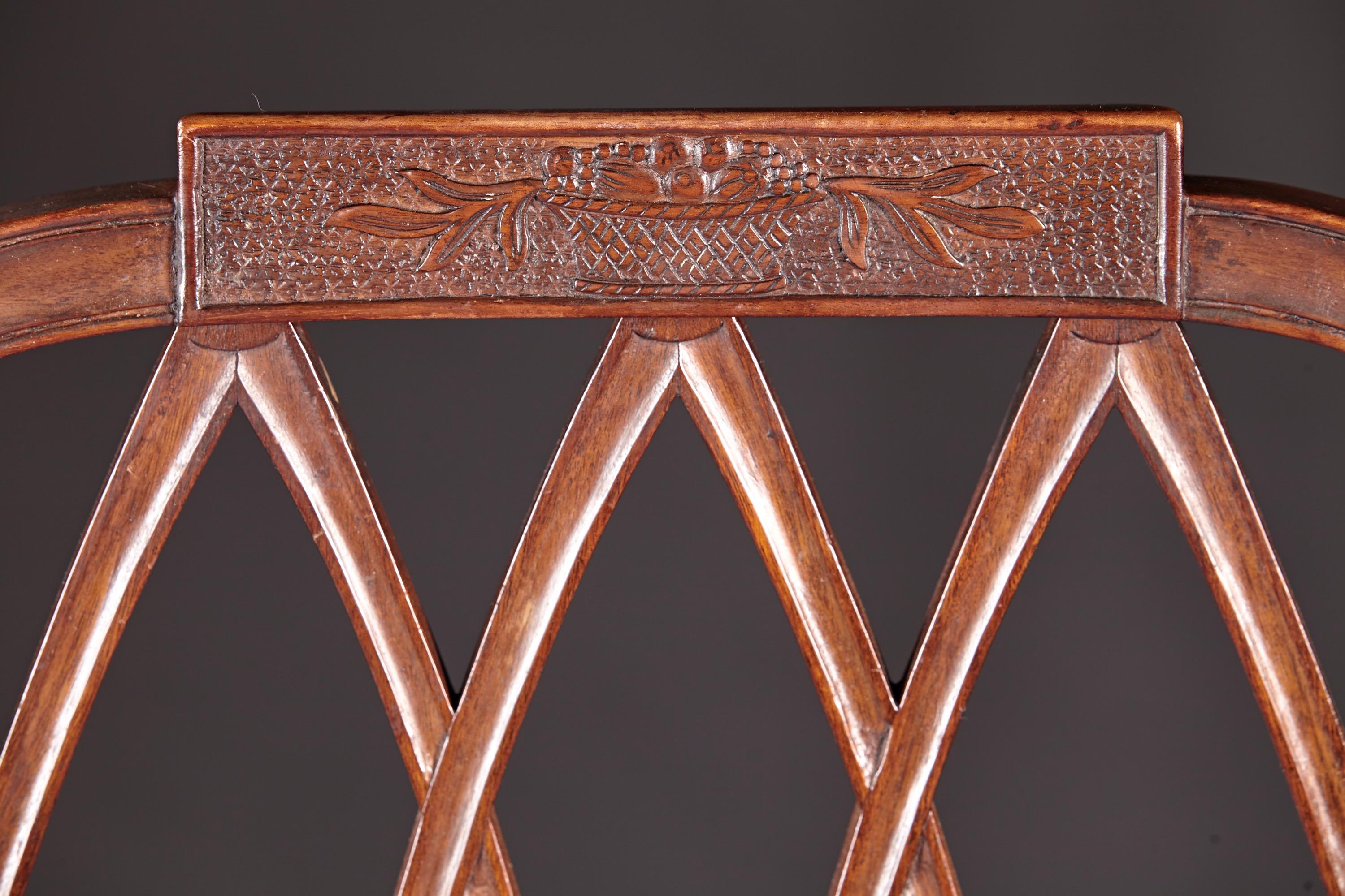 Federal Rare and Fine Set of Six Carved Mahogany Chairs by Samuel Mcintire of Salem Mass For Sale