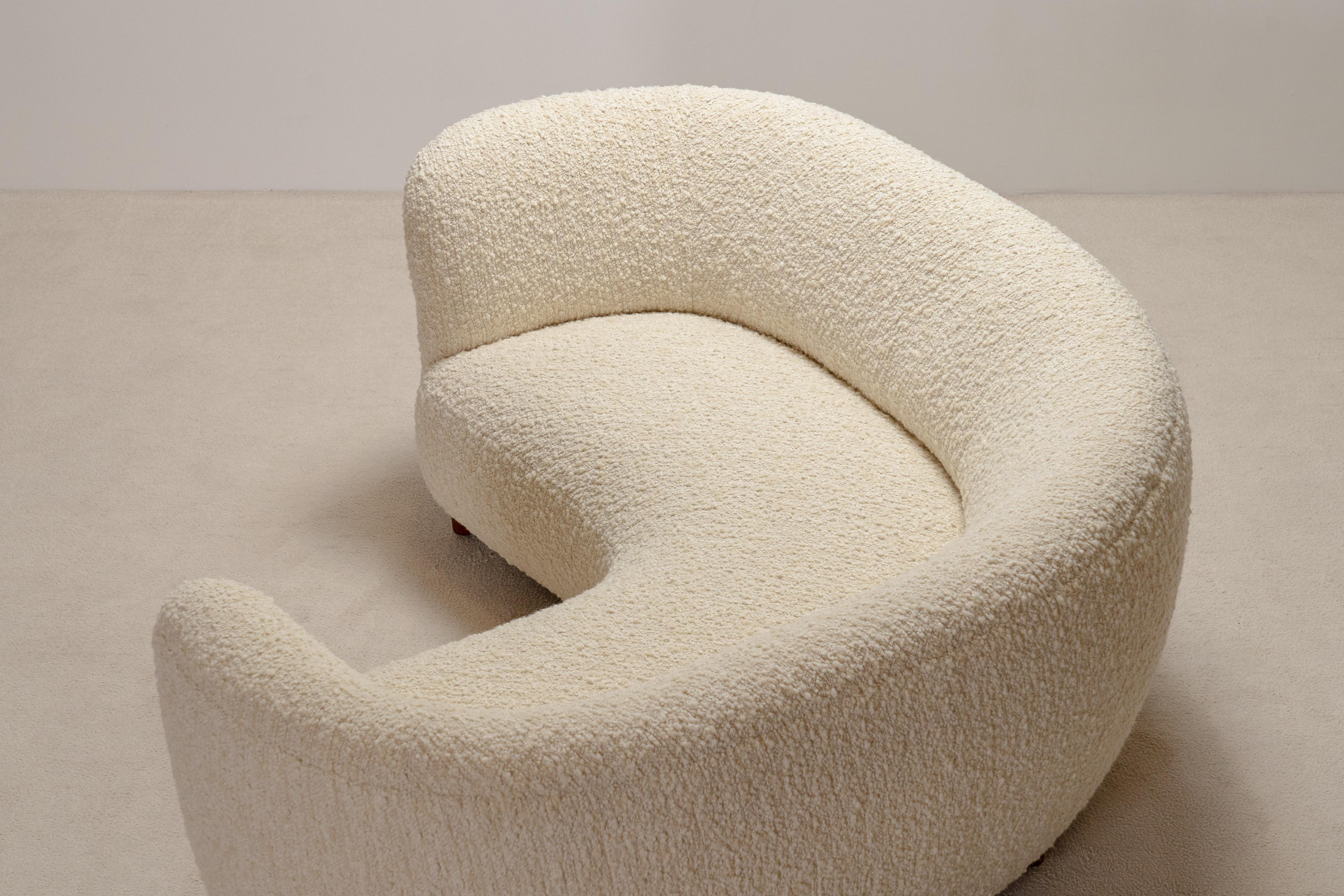 Rare and Gorgeous Danish Curved Sofa from the 1940s. Newly Uphostered. 5