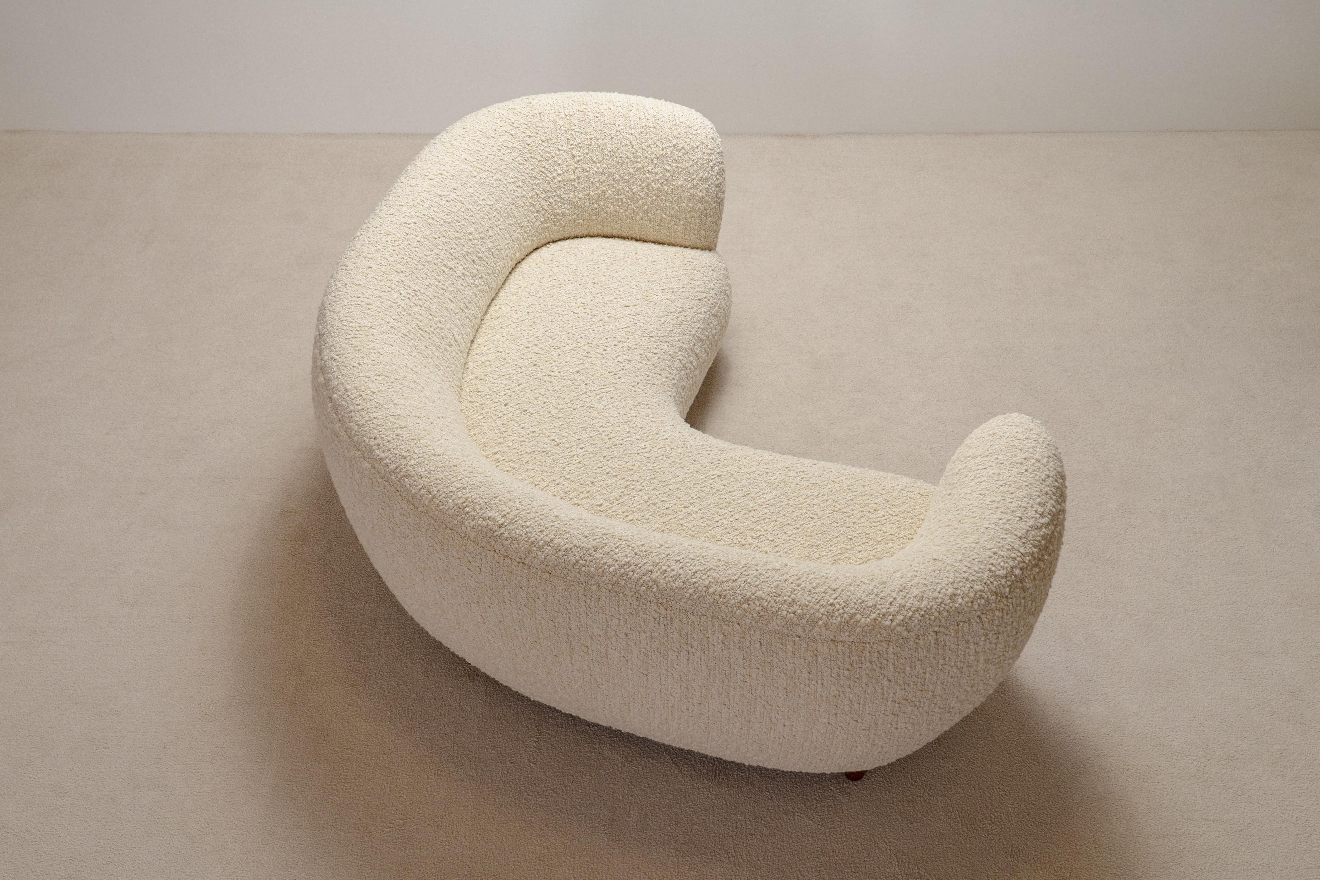 Mid-20th Century Rare and Gorgeous Danish Curved Sofa from the 1940s. Newly Uphostered.