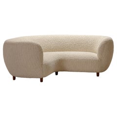 Rare and Gorgeous Danish Curved Sofa from the 1940s. Newly Uphostered.