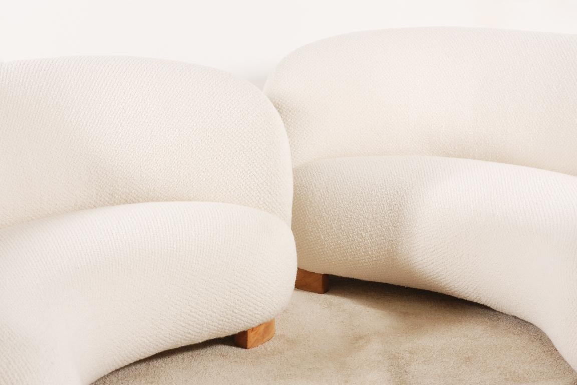 Mid-20th Century Rare and Gorgeous Pair of Danish Curved Sofas from the 1940s