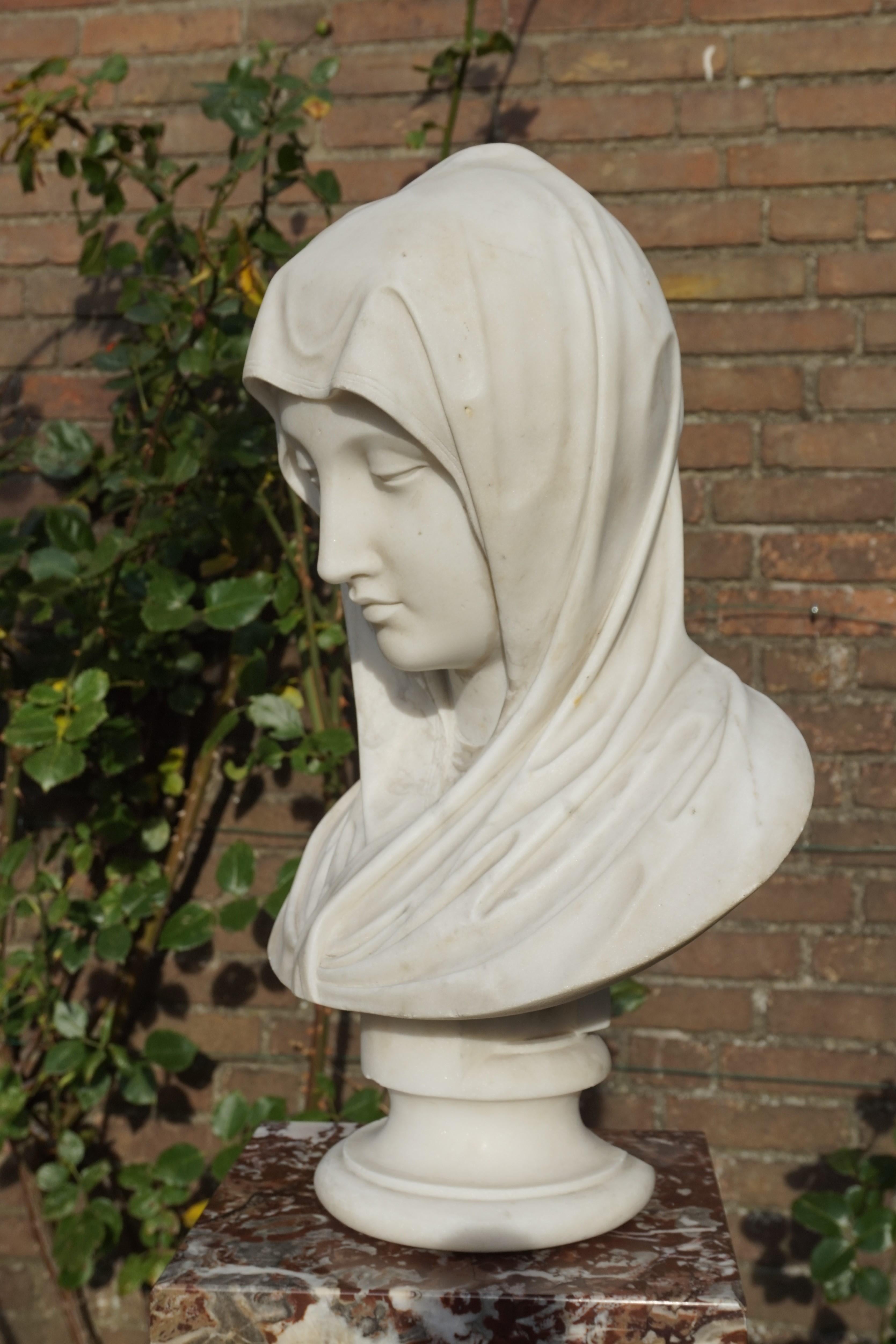 Good size and marvelous quality Madonna sculpture.

If you are a collector of antique and top-quality religious artefacts then this hand carved Virgin Mary could be gracing your home or church soon. Judging from the style and material we feel that