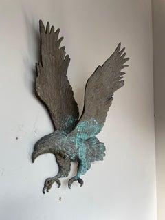Rare and Handcrafted Bronze Eagle Sculpture for Indoor or Outdoor Wall Mounting