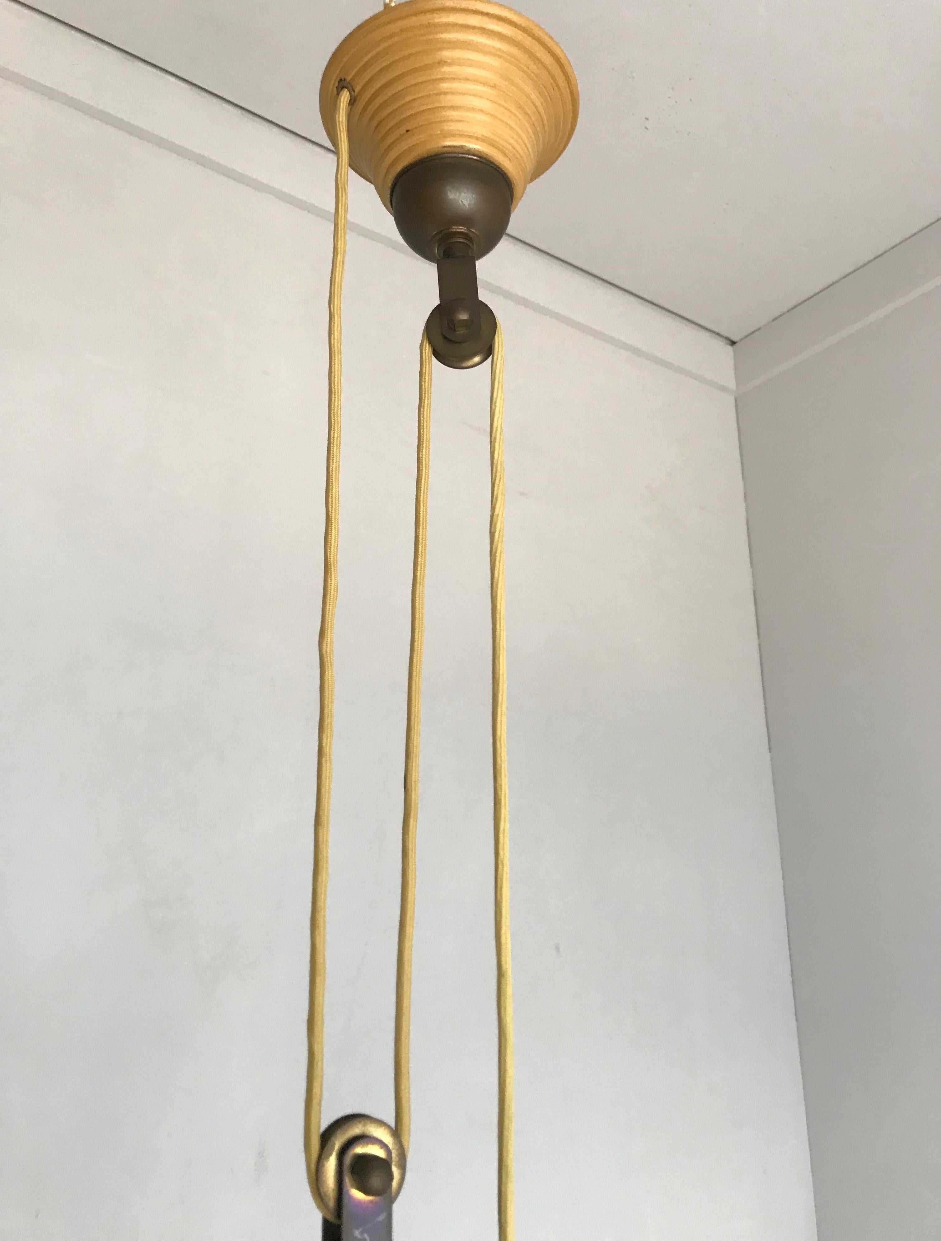 Rare and Handcrafted Mid-Century Modern Rattan and Brass Pendant Light, Lamp 5