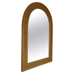 Seltene und handgefertigte Midcentury Organic Rattan und Wicker Frame Wall Mirror 1970