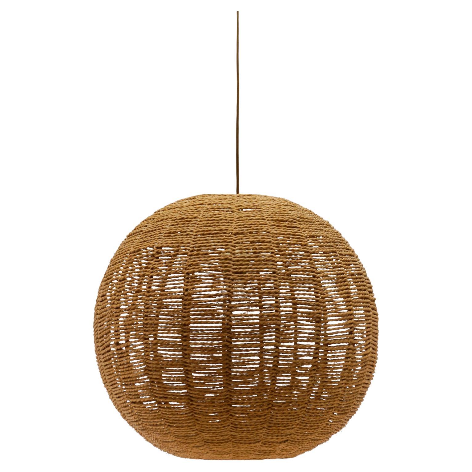 Rare and Huge Jute Globe Pendant Lamp, 1960s