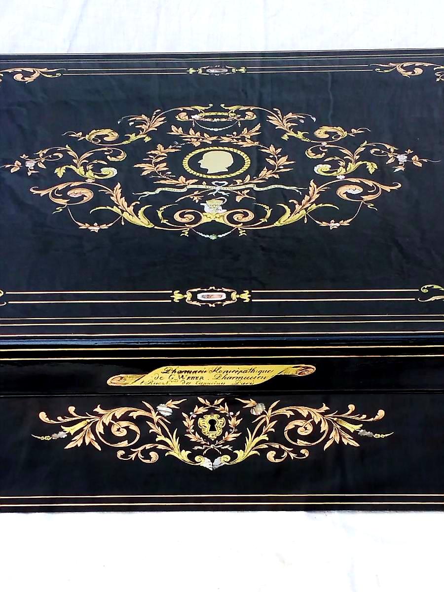 French Rare and Huge Napoleon III Boulle Pharmacy Cabinet Box, France, 1850