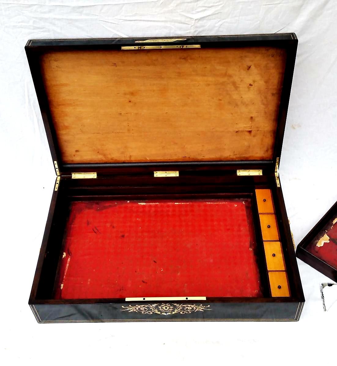 Blackened Rare and Huge Napoleon III Boulle Pharmacy Cabinet Box, France, 1850