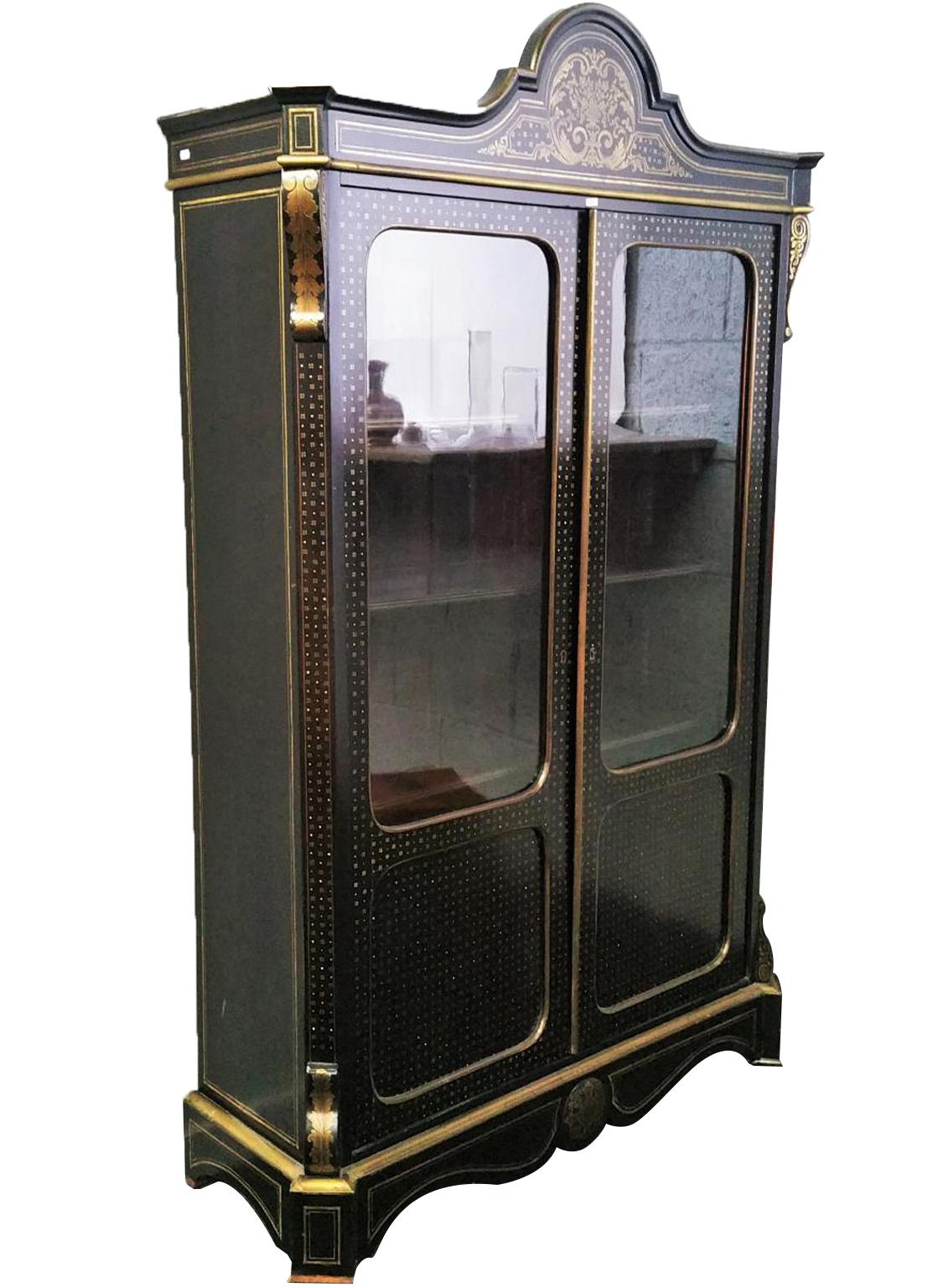 Mid-19th Century Rare and Huge Vitrine Bookcase Boulle Style, Napoleon III, France, 1865