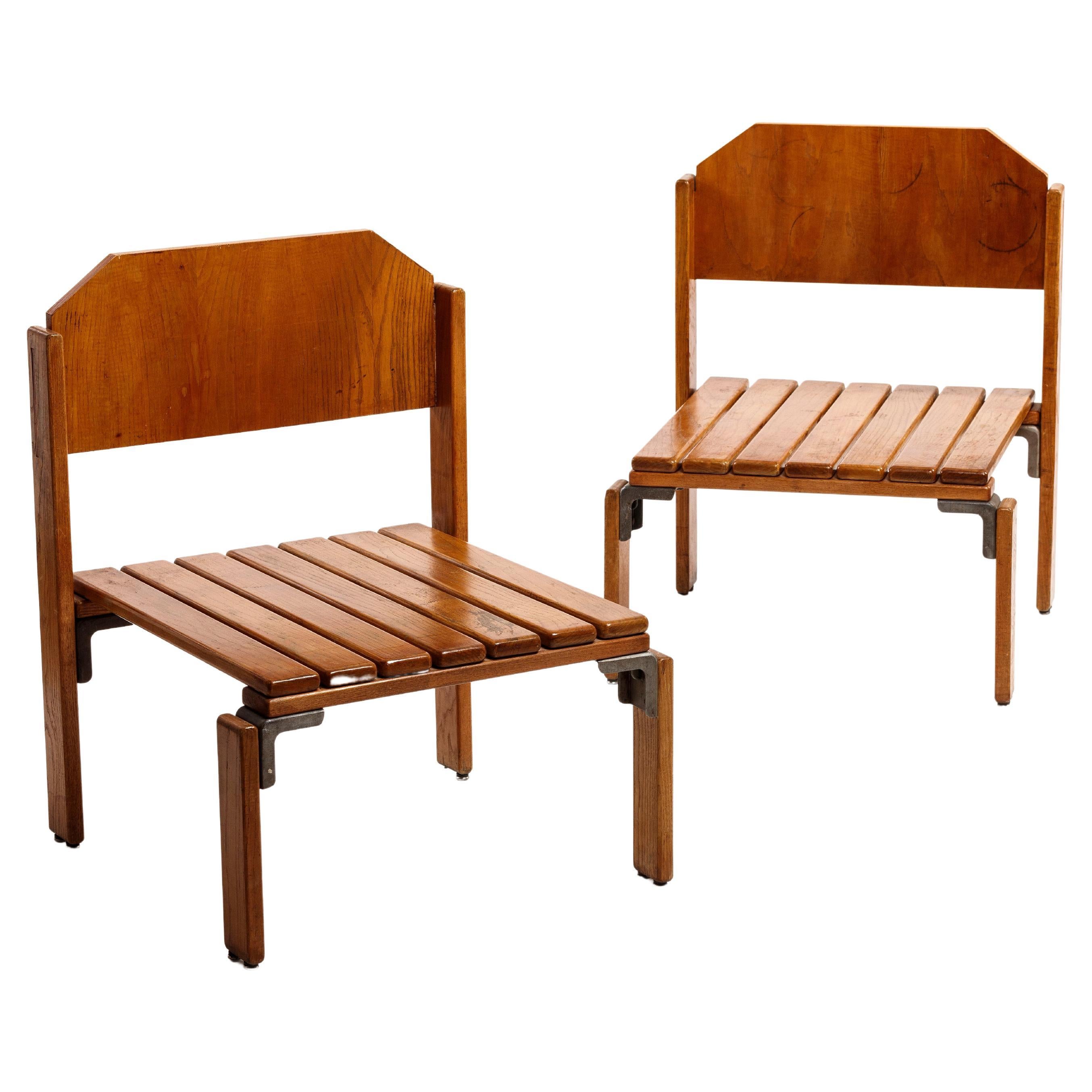 Rare and iconic large low chairs by Georges Candilis and Anja Blomstedt For Sale