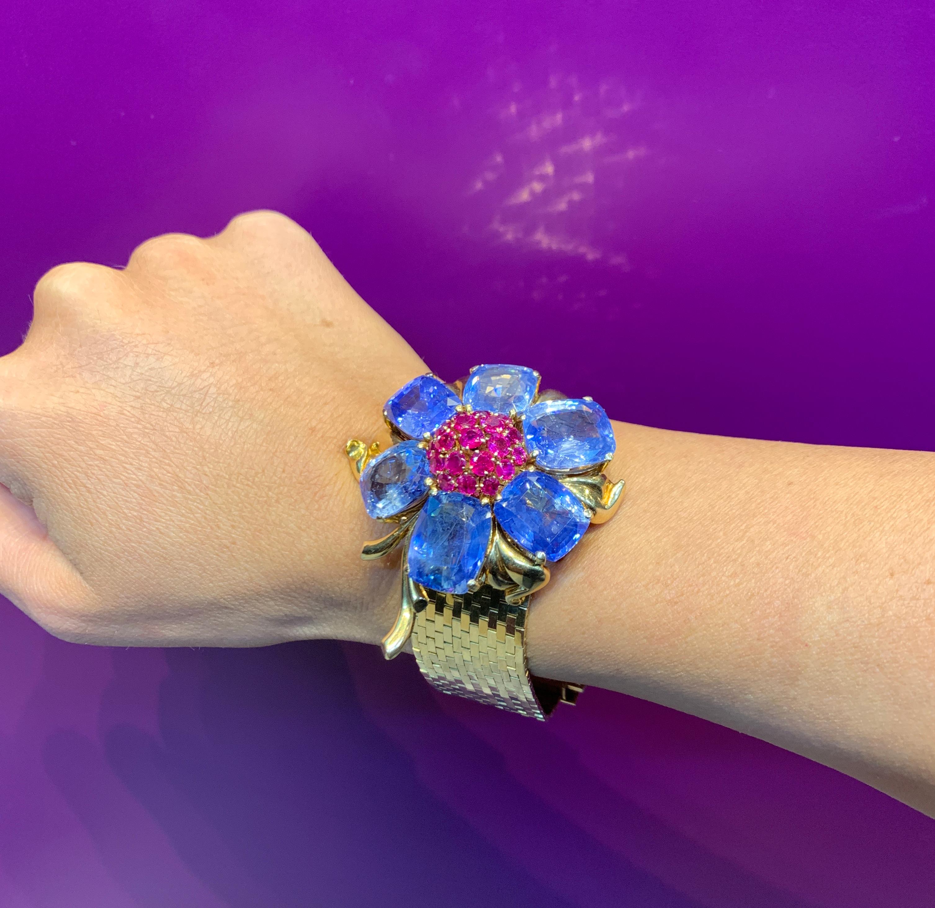 Seltenes und ikonisches Van Cleef & Arpels Passepartout-Armband mit Saphiren und Rubinen im Zustand „Hervorragend“ in New York, NY
