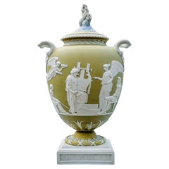 Jarrón Pegaso de primera edición, gres jaspeado tricolor de Wedgwood, c. 1786