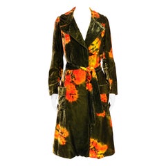 Rare and Important 1960's Halston Colorful Tie Dye Velvet Coat Ensemble