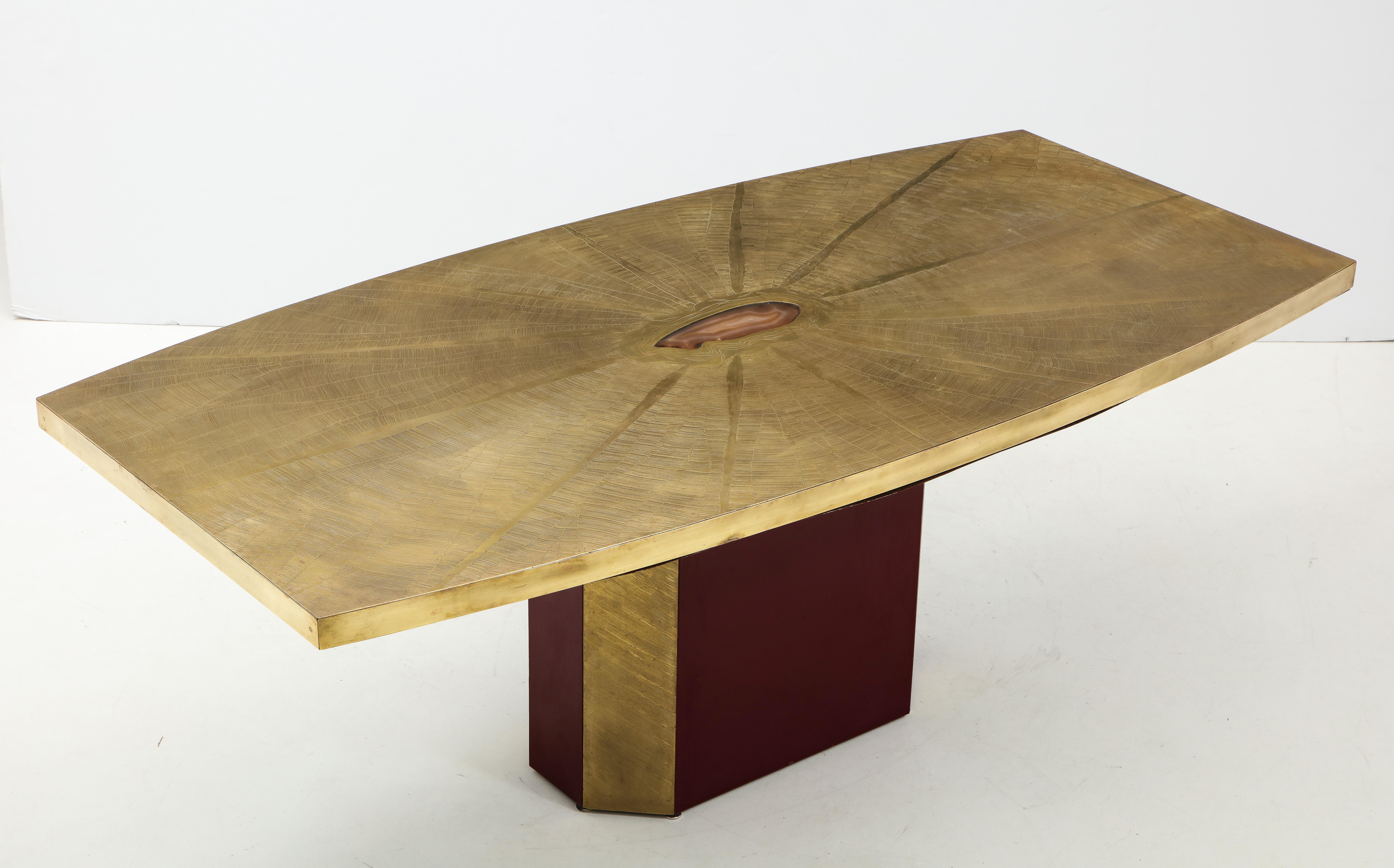 Rare and Important Acid Etched Brass Dining Table by Paco Rabanne For Sale 8