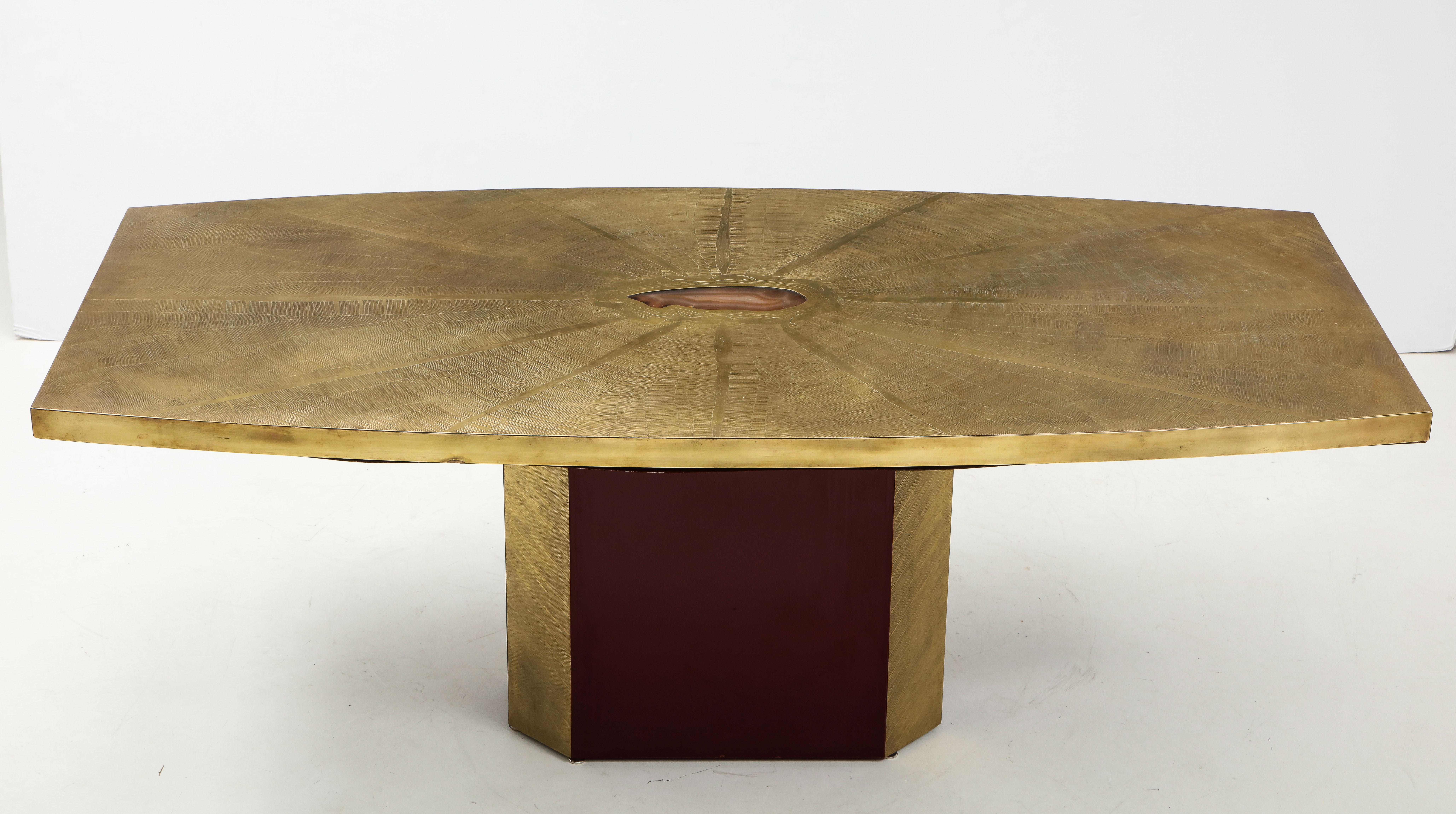 Rare and Important Acid Etched Brass Dining Table by Paco Rabanne For Sale 9