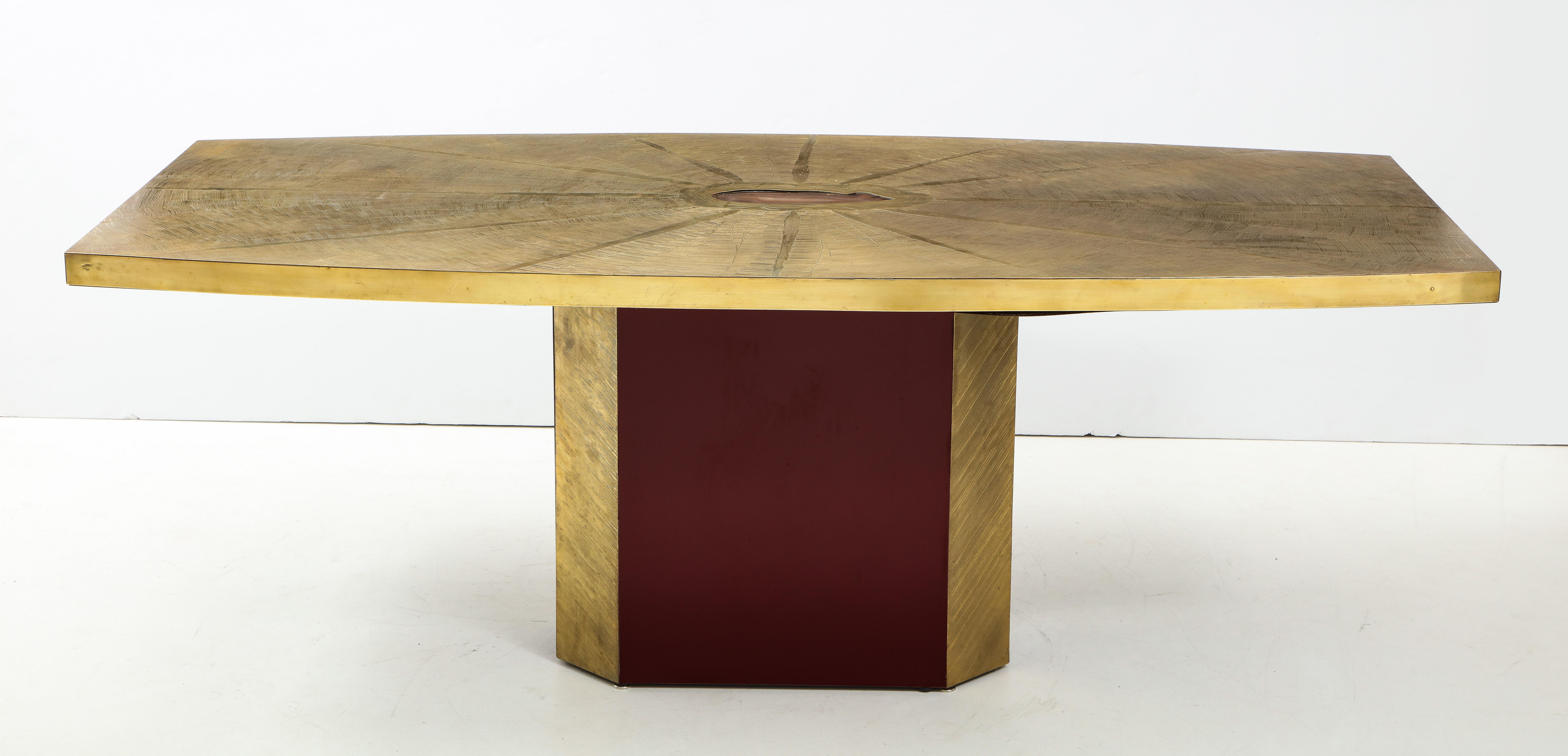 Rare and Important Acid Etched Brass Dining Table by Paco Rabanne For Sale 2