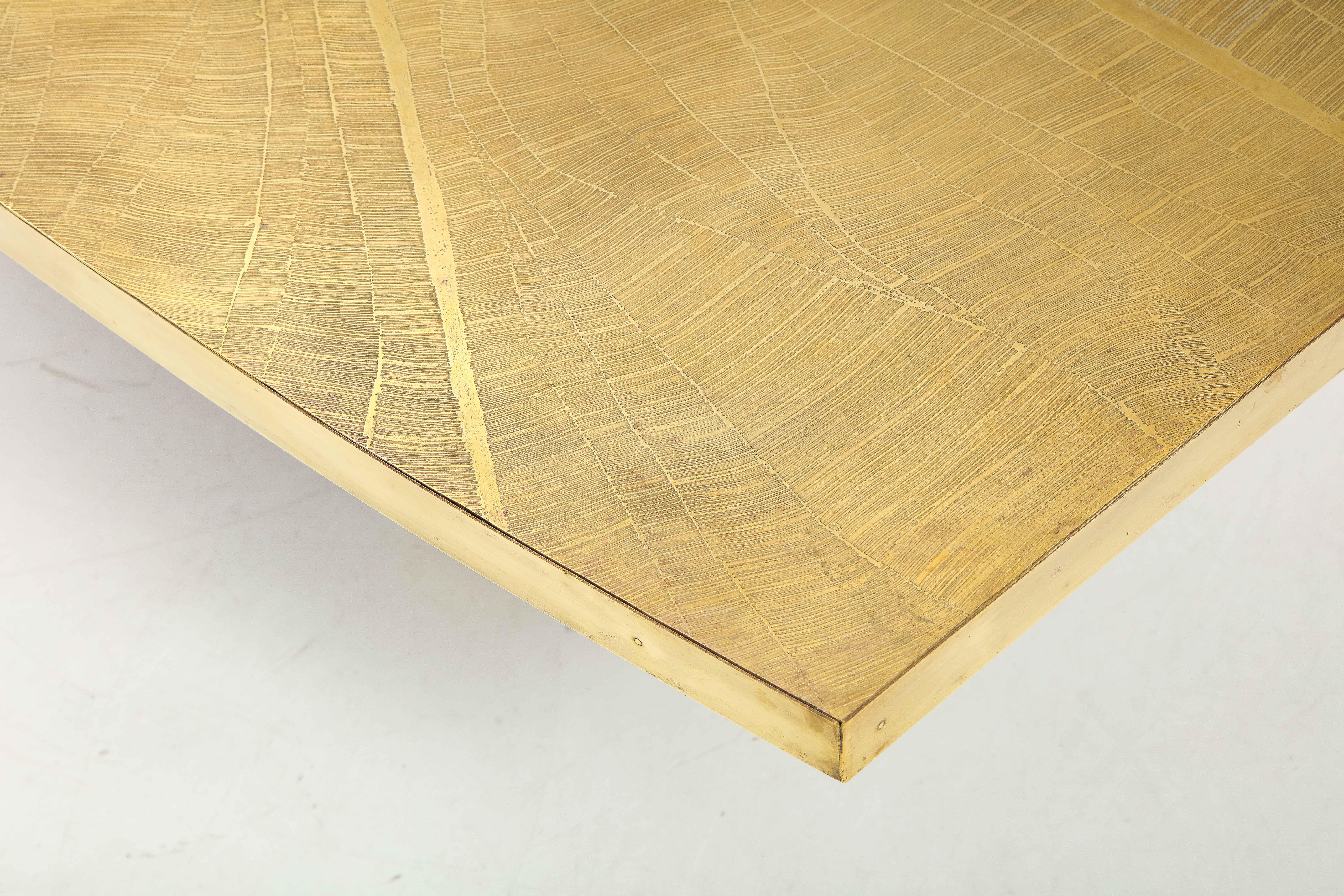 Rare and Important Acid Etched Brass Dining Table by Paco Rabanne For Sale 1