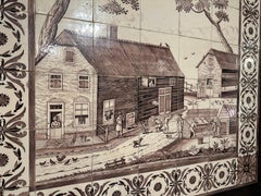 Rare and Important Dutch Tile Panel of a Dutch Farmhouse, Signed and Dated 1840