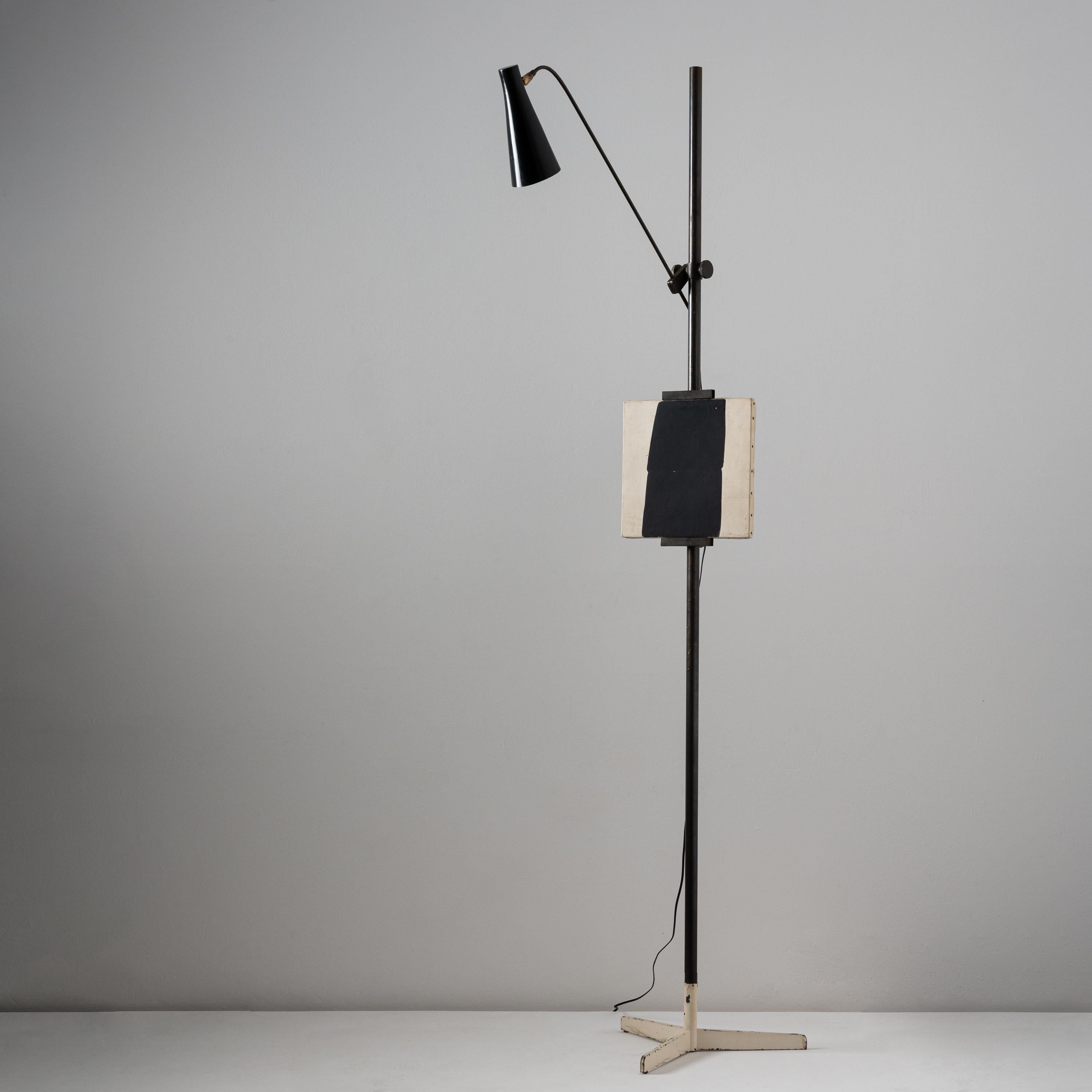 Rare and Important Easel lamp by Oluce. Designed and manufactured in Italy, circa 1950's. Adjust to various height and positions. Metal, brass. Original EU cord. We recommend one E27 60w maximum bulb. Bulb not included.