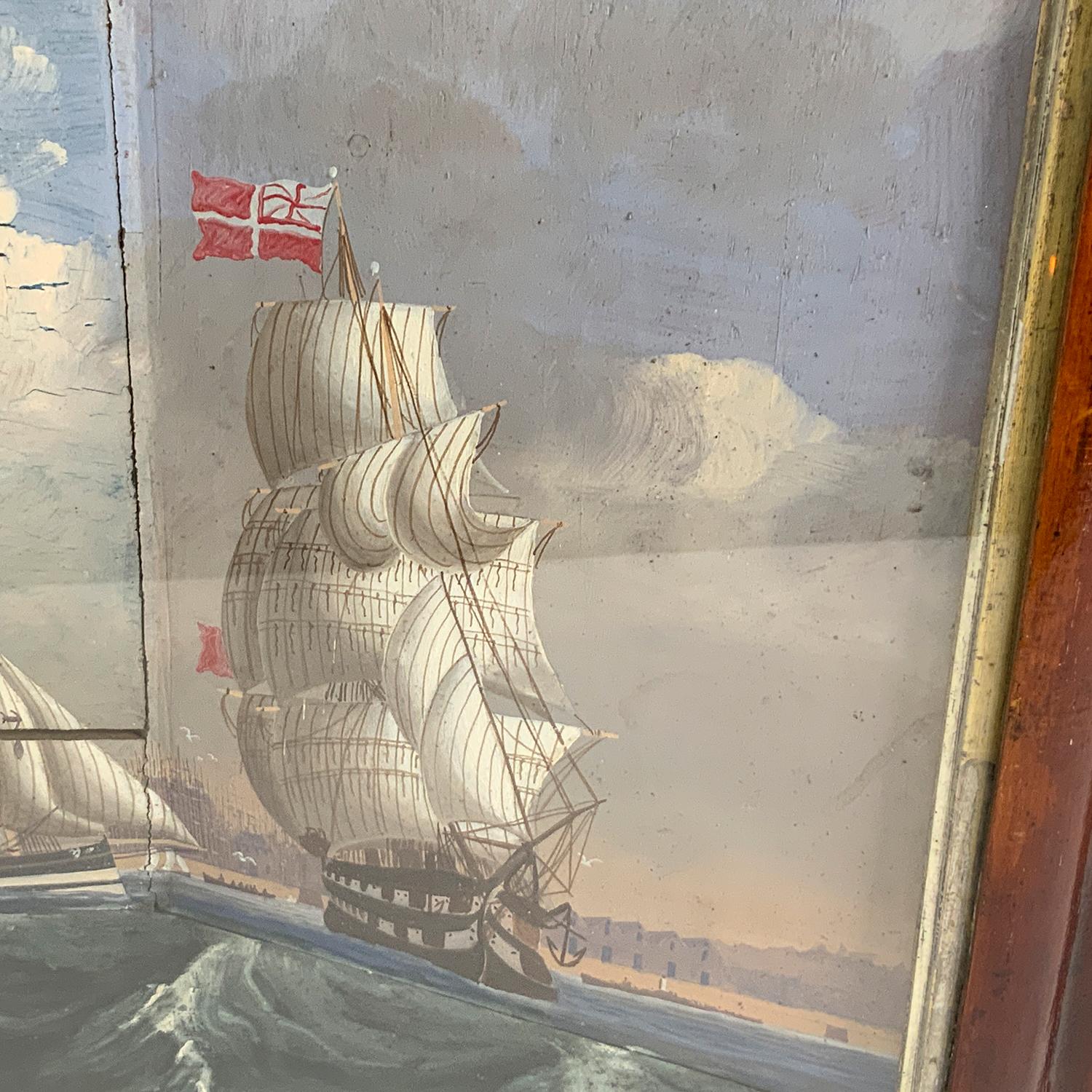 Peint Modèle rare et important de boîte d'ombres anglaise représentant un navire à voile plein en vente