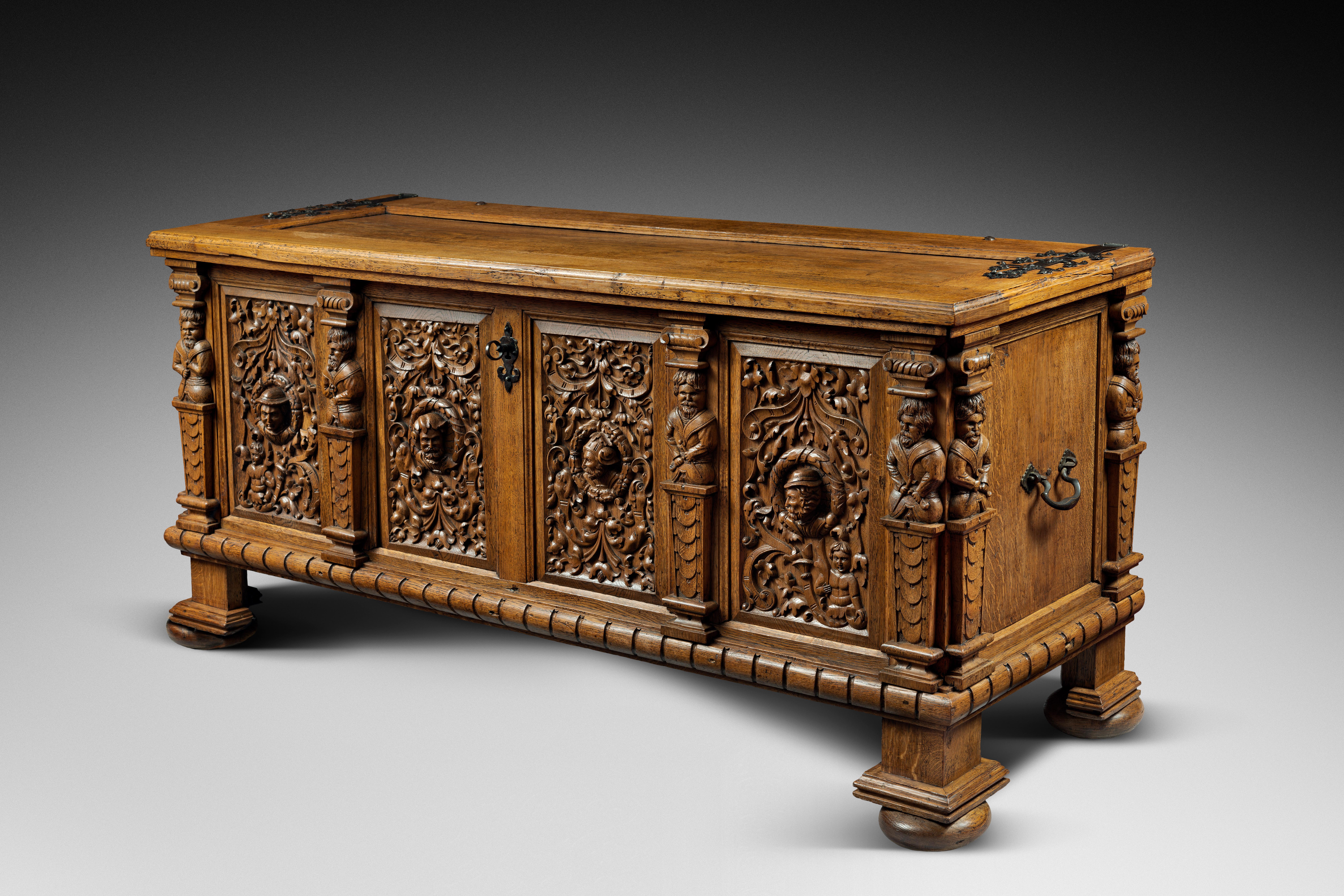 Carved Rare and Important German Renaissance Chest For Sale
