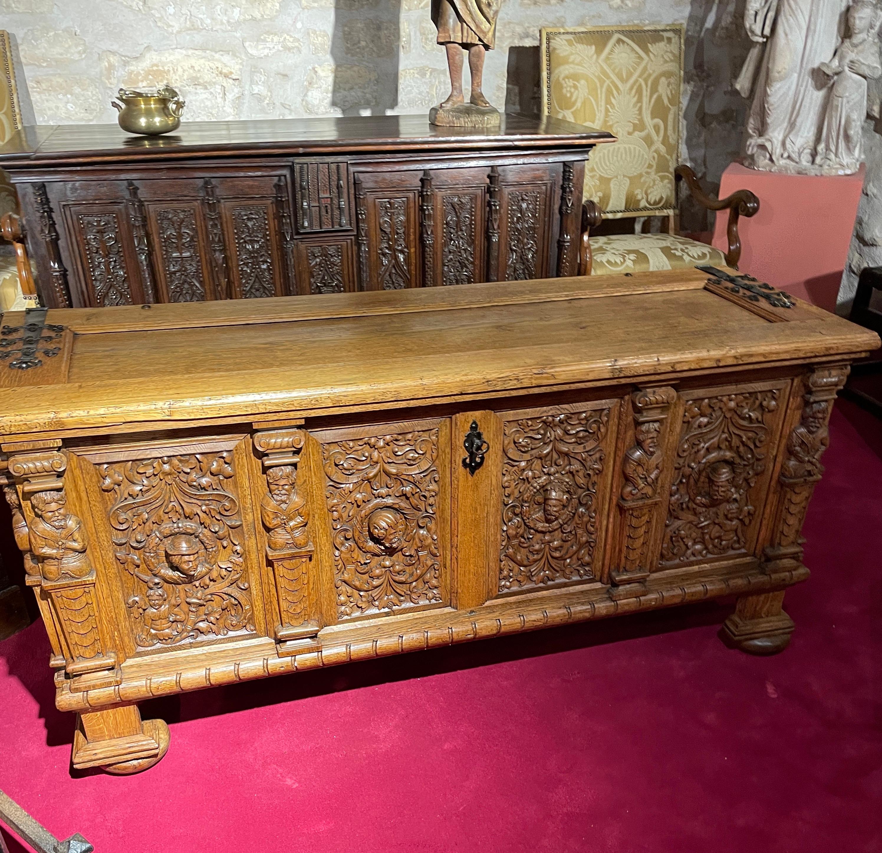 18th Century and Earlier Rare and Important German Renaissance Chest For Sale