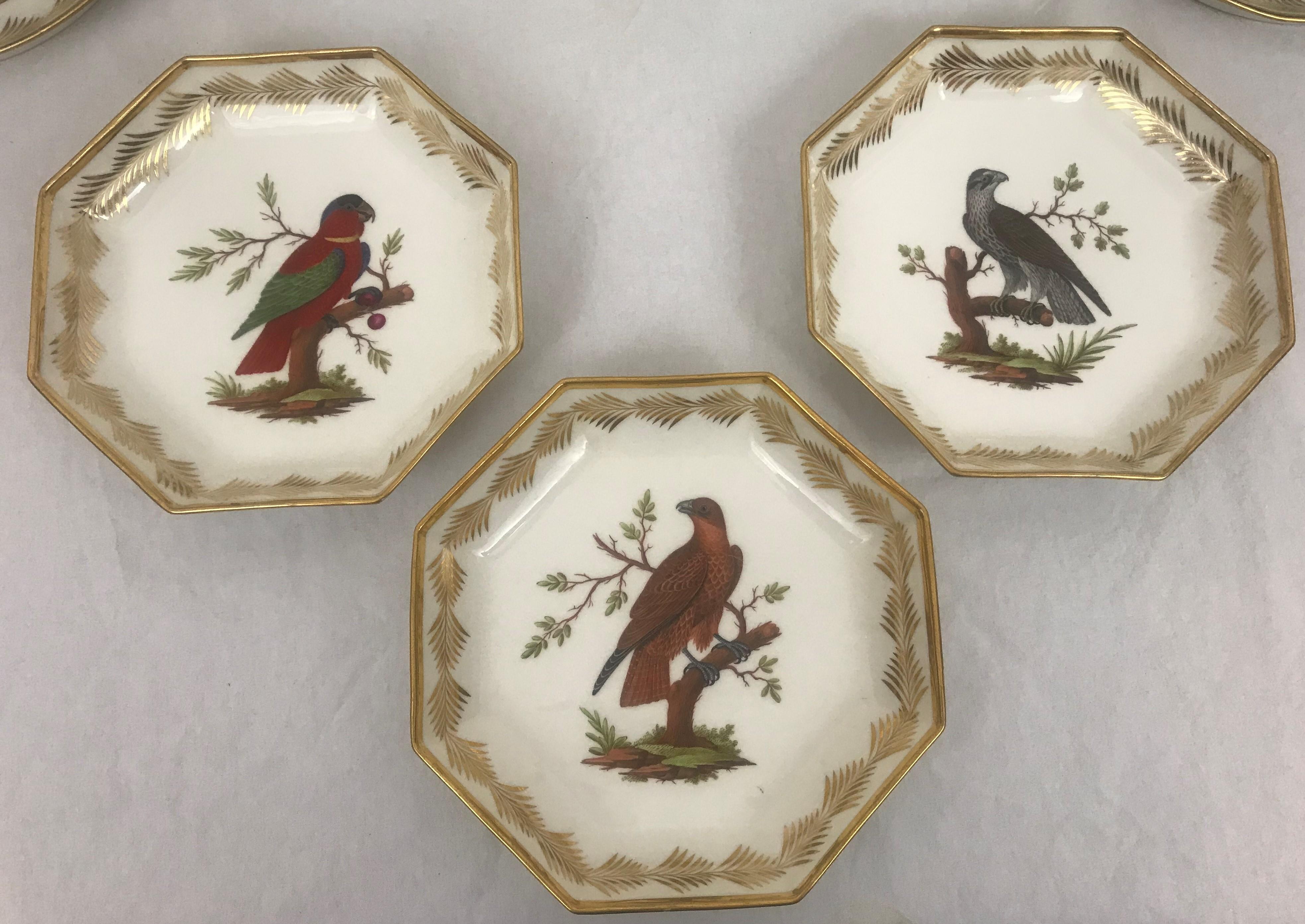 Lovely and highly important collection of French Old Paris porcelain by the Nast porcelain Factory, Paris. Producing porcelain from 1783- 1835. Each piece decorated with a bird identified in script on the back. Several pieces are signed Nast and two
