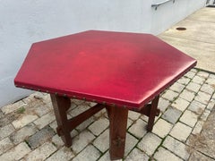 Rare and Important Gustav Stickley Hex-top Table with Cross Stretcher