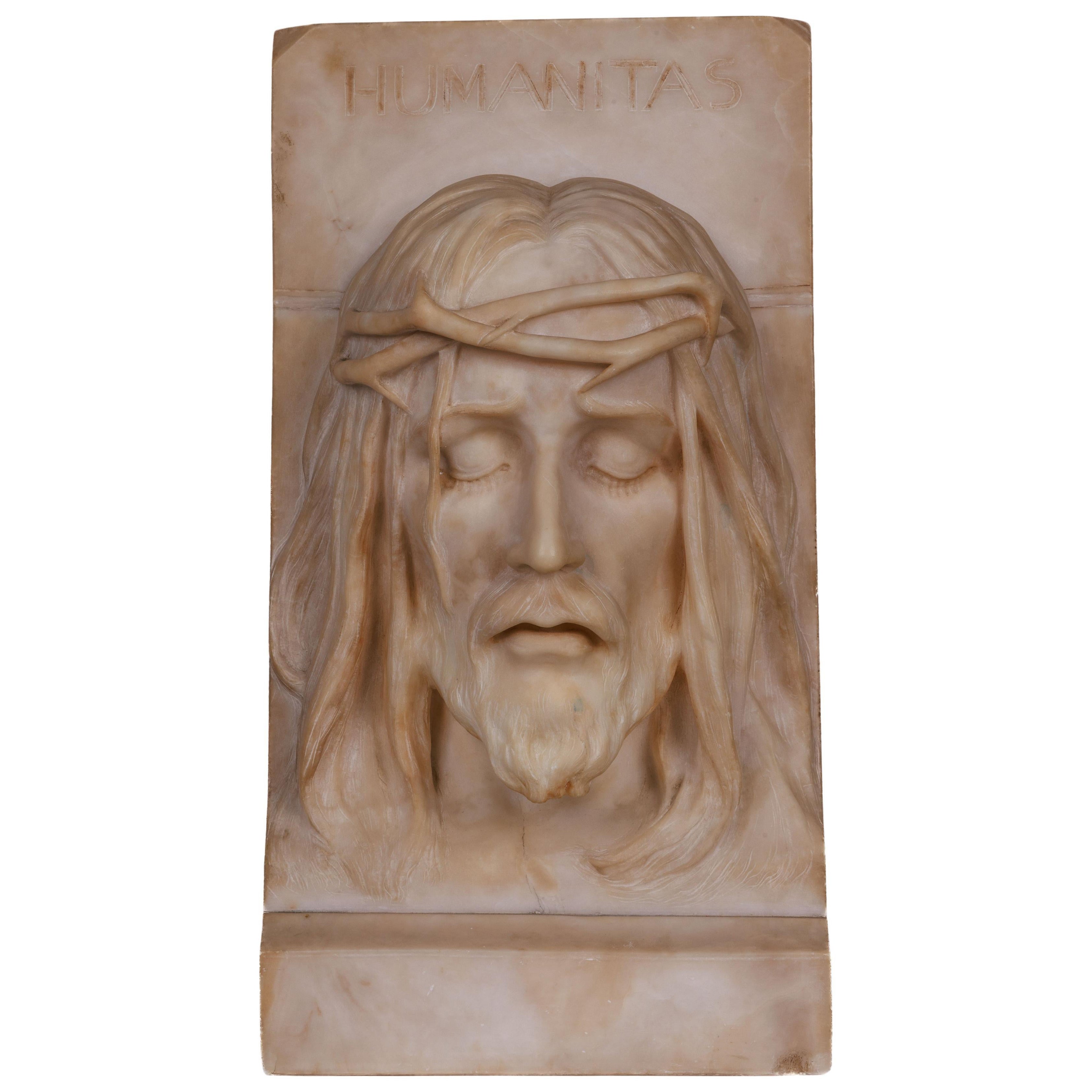 Rara e importante scultura italiana di Gesù Cristo in alabastro, 1860 ca.