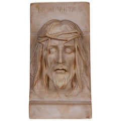 Rare and Important Italian Alabaster Bust Sculpture of Jesus Christ, C. 1860