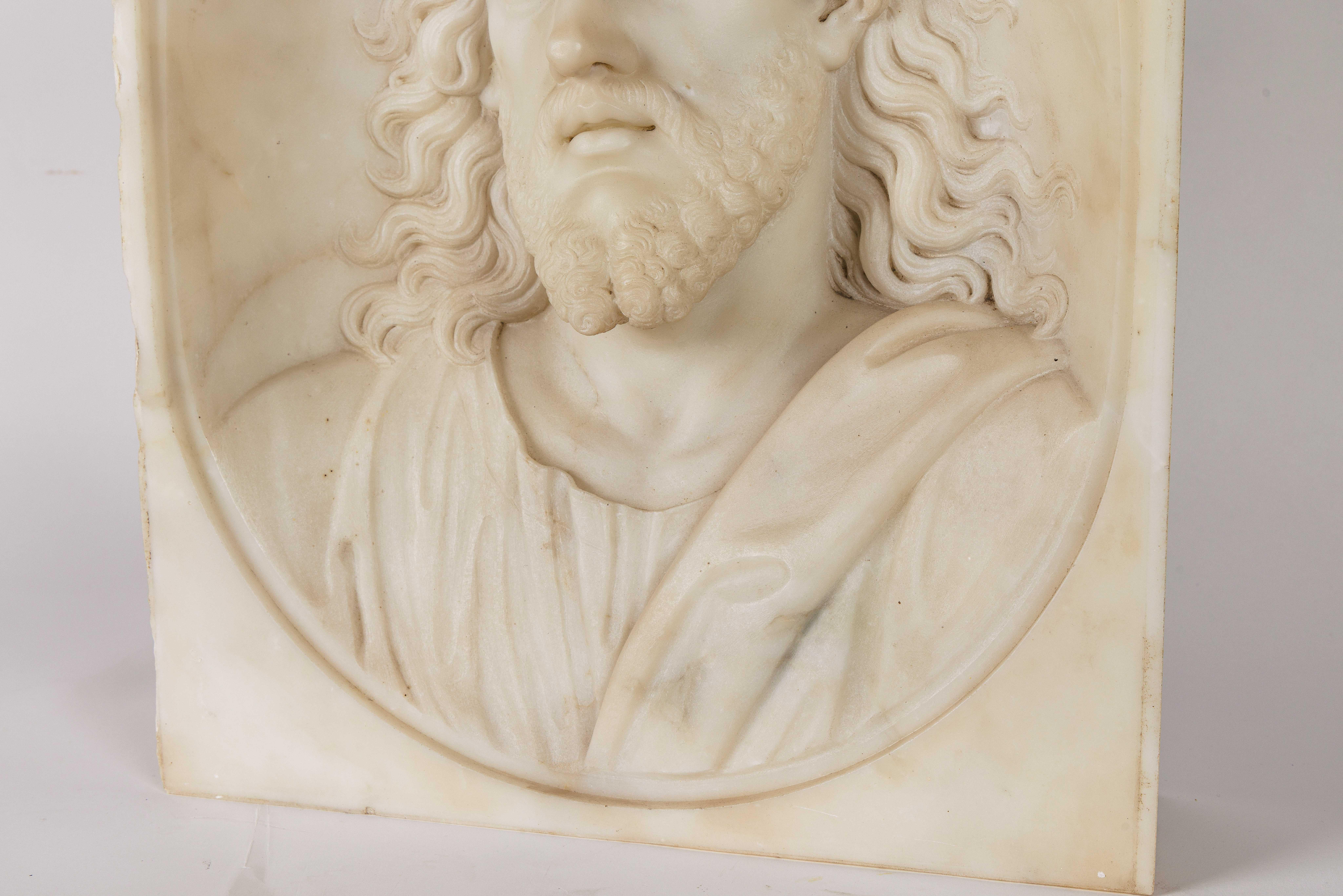 Seltene und bedeutende italienische weiße Marmorbüste von Jesus Christus, um 1850 (Renaissance) im Angebot