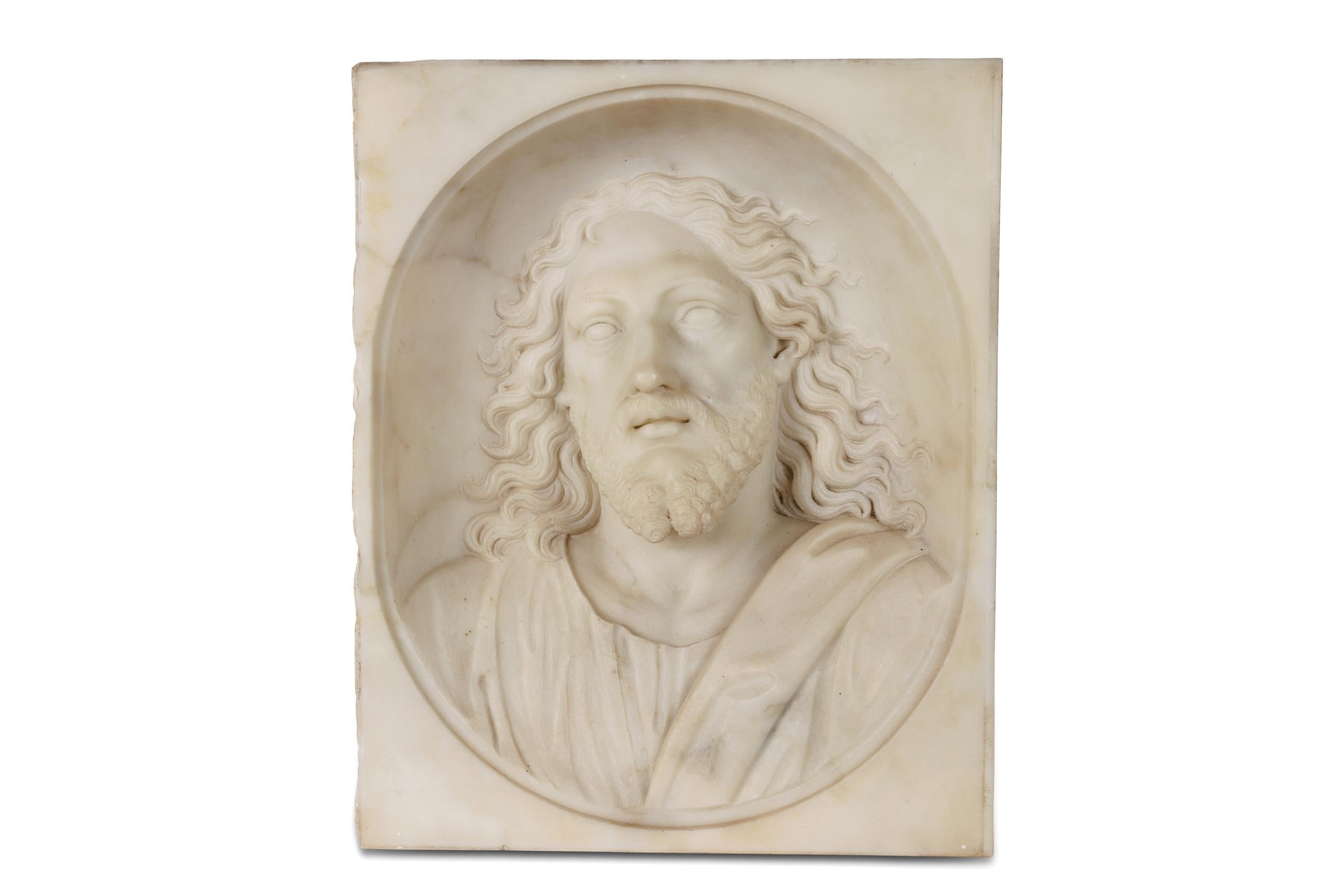 19th Century Rare and Important Italian White Marble Bust Sculpture of Jesus Christ, C. 1850 For Sale