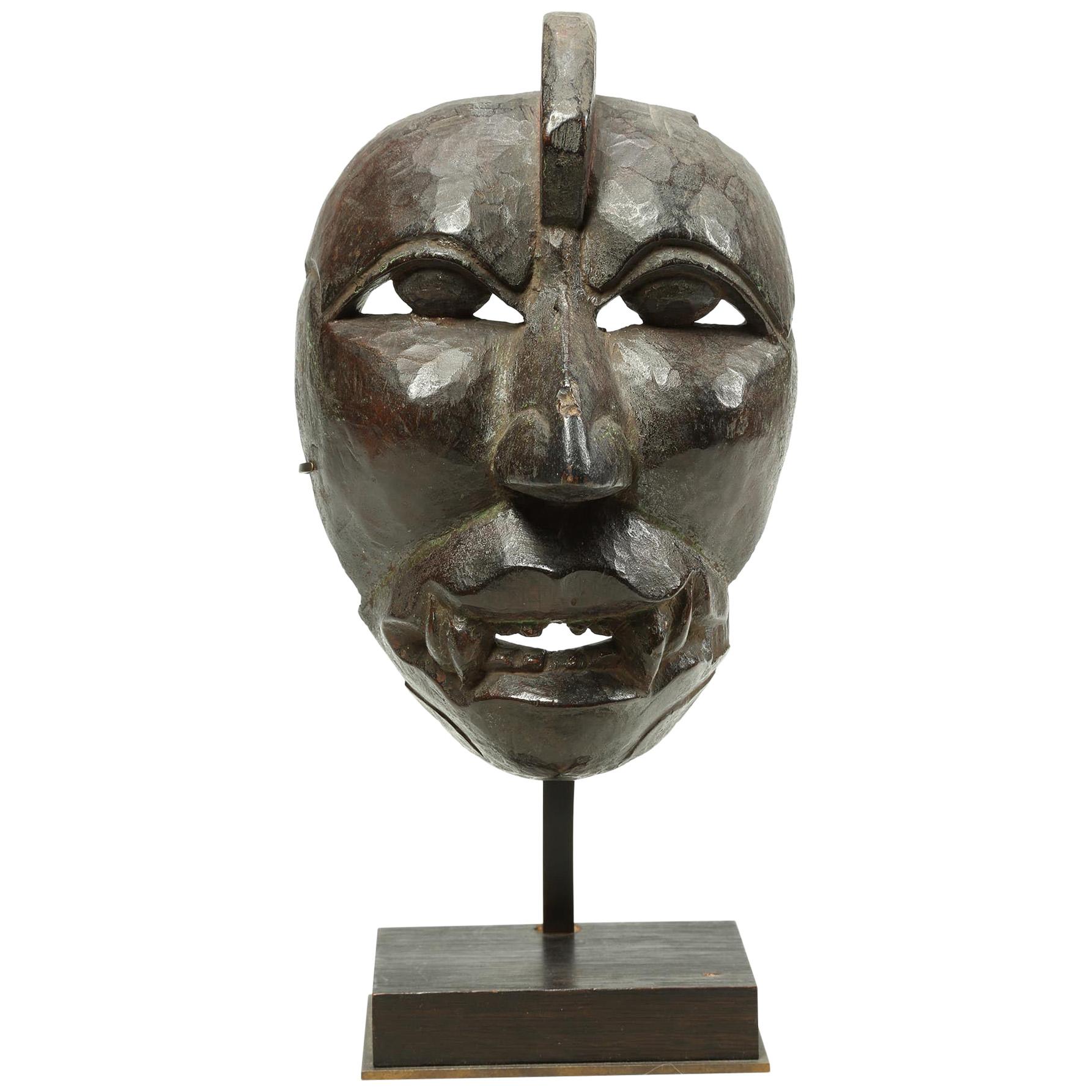 Rare and Important Mask Ancient Java Indonesia Awesome Patina and Provenance For Sale