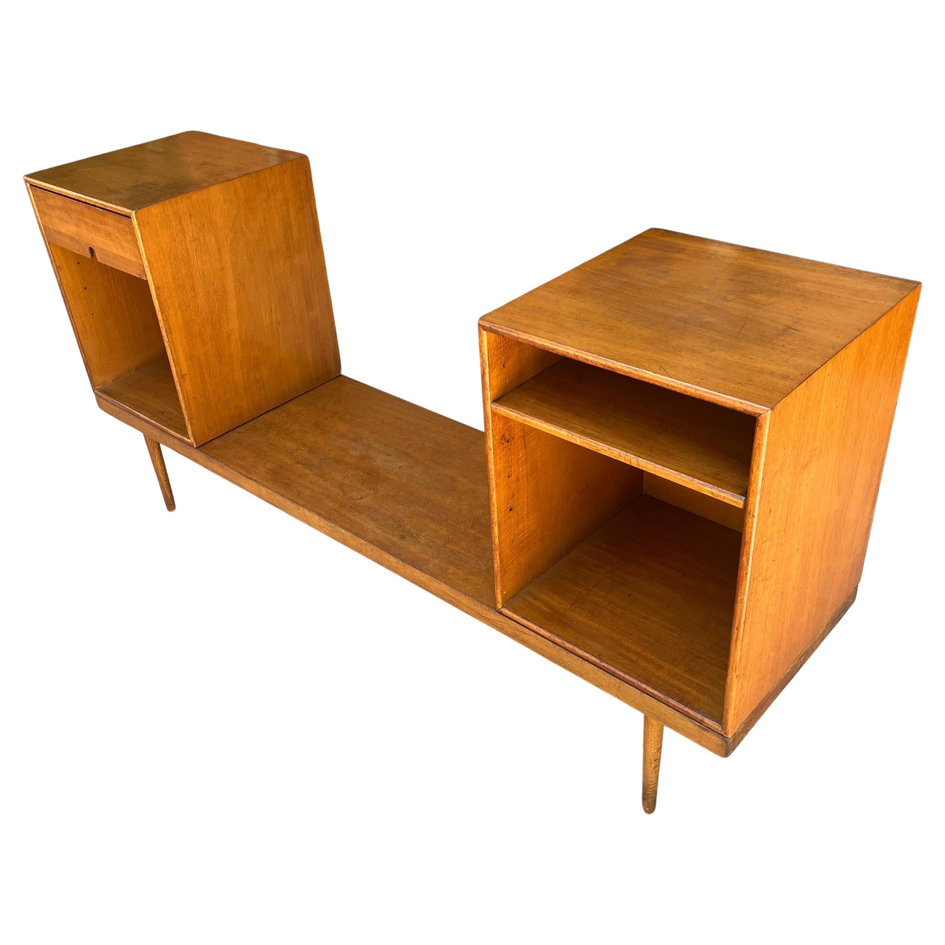 Very Rare modular case pieces conceived by young Charles Eames and Eero Saarinen for the Organic Design Competition at the MoMA.  Circa 1940. Produced by Red Lion Furniture Company.  Own a piece of design History!

13-1/4 x 72 x 18 inches (33.7 x