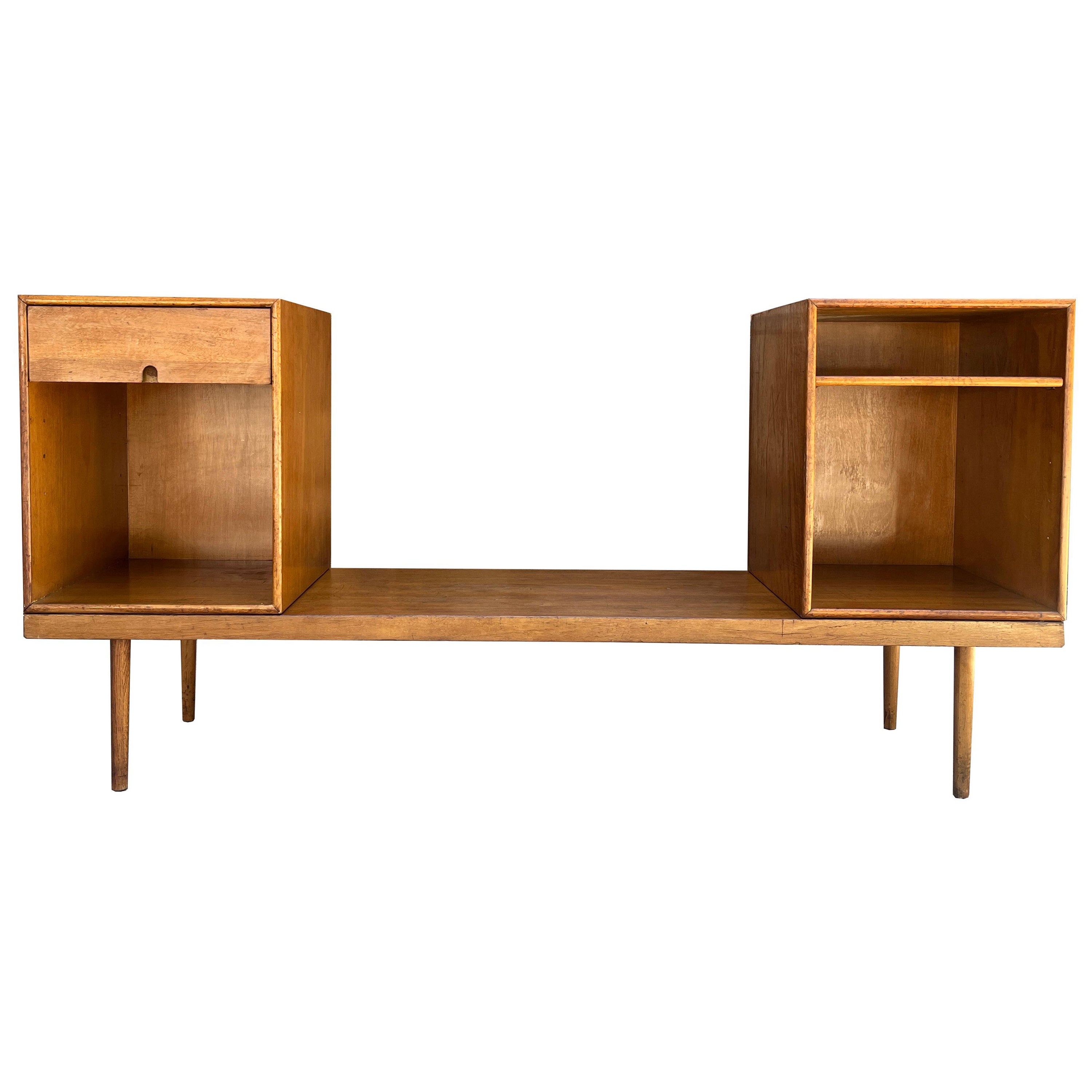 Raro e importante banco/armario de mediados de siglo- Eames y Saarinen -Diseño orgánico