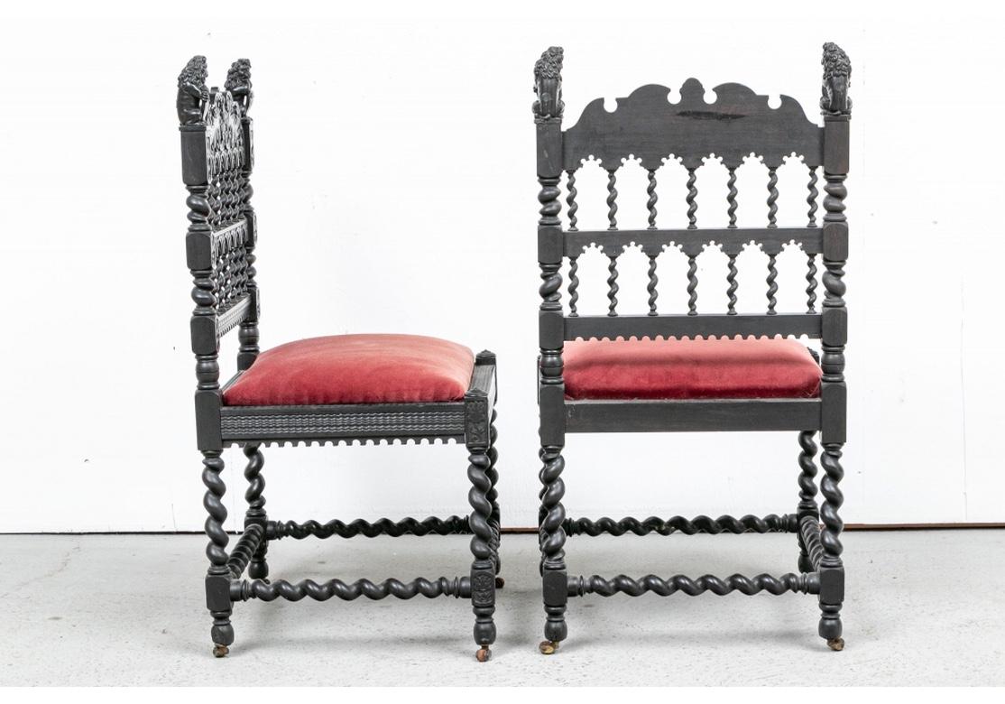 Rare and Important Pair of Dutch Colonial Carved Side Chairs 4