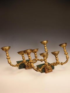 Pair of Italian 18th Century Giltwood Four-Arm Sconces, 1780