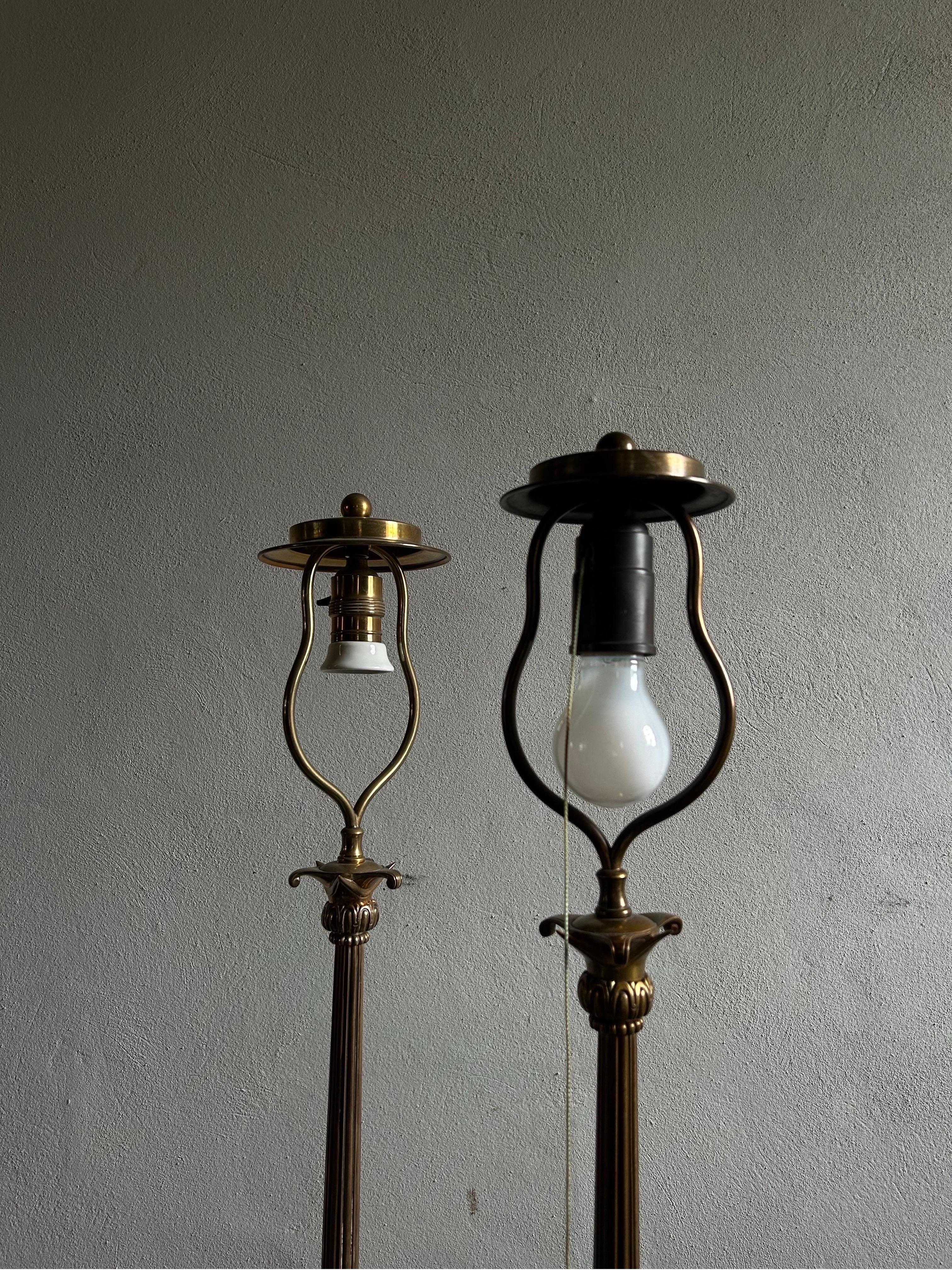 Seltenes und bedeutendes Paar M G Bindesbøll Bronze-Tischlampen aus den 1850er Jahren. (Handgefertigt) im Angebot