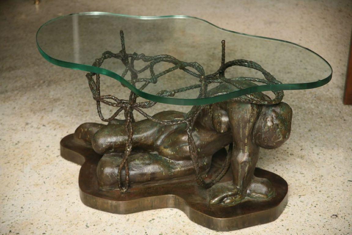 Rare and Important Phillip and Kelvin Laverne Bronze Table In Good Condition For Sale In Hollywood, FL