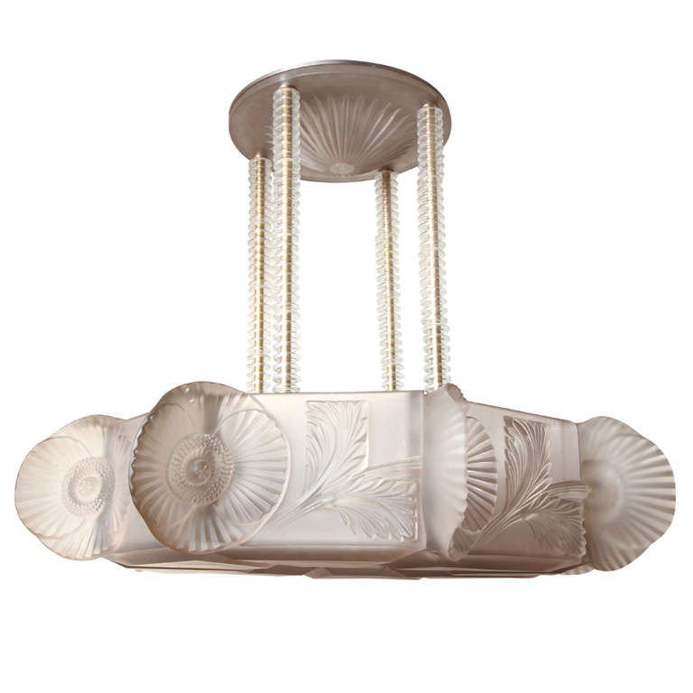 Rare and Important R. Lalique Chandelier “Coquelicots”