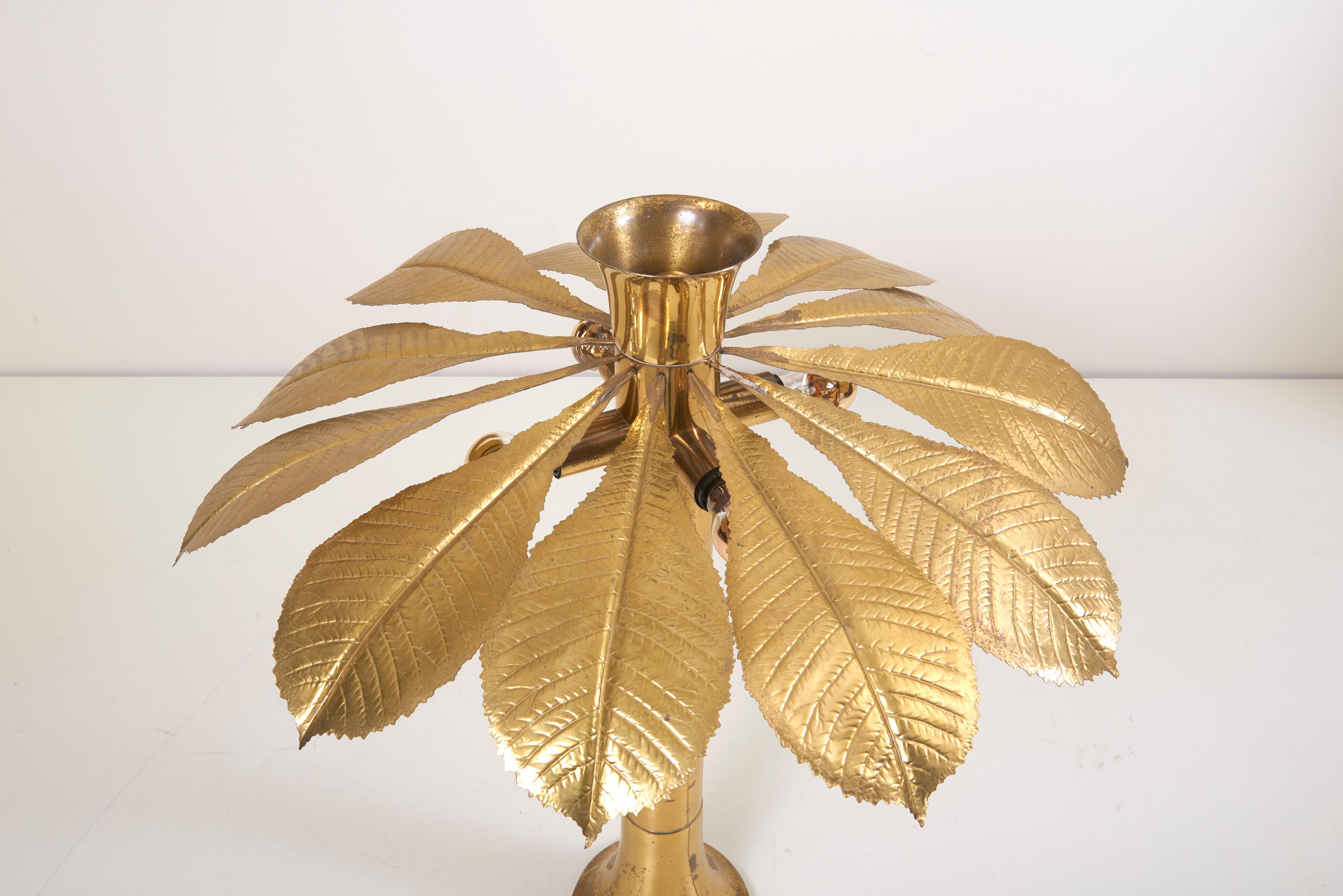Italian Rare and Impressive Brass Rhaburb Floor Lamp by Tommaso Barbi