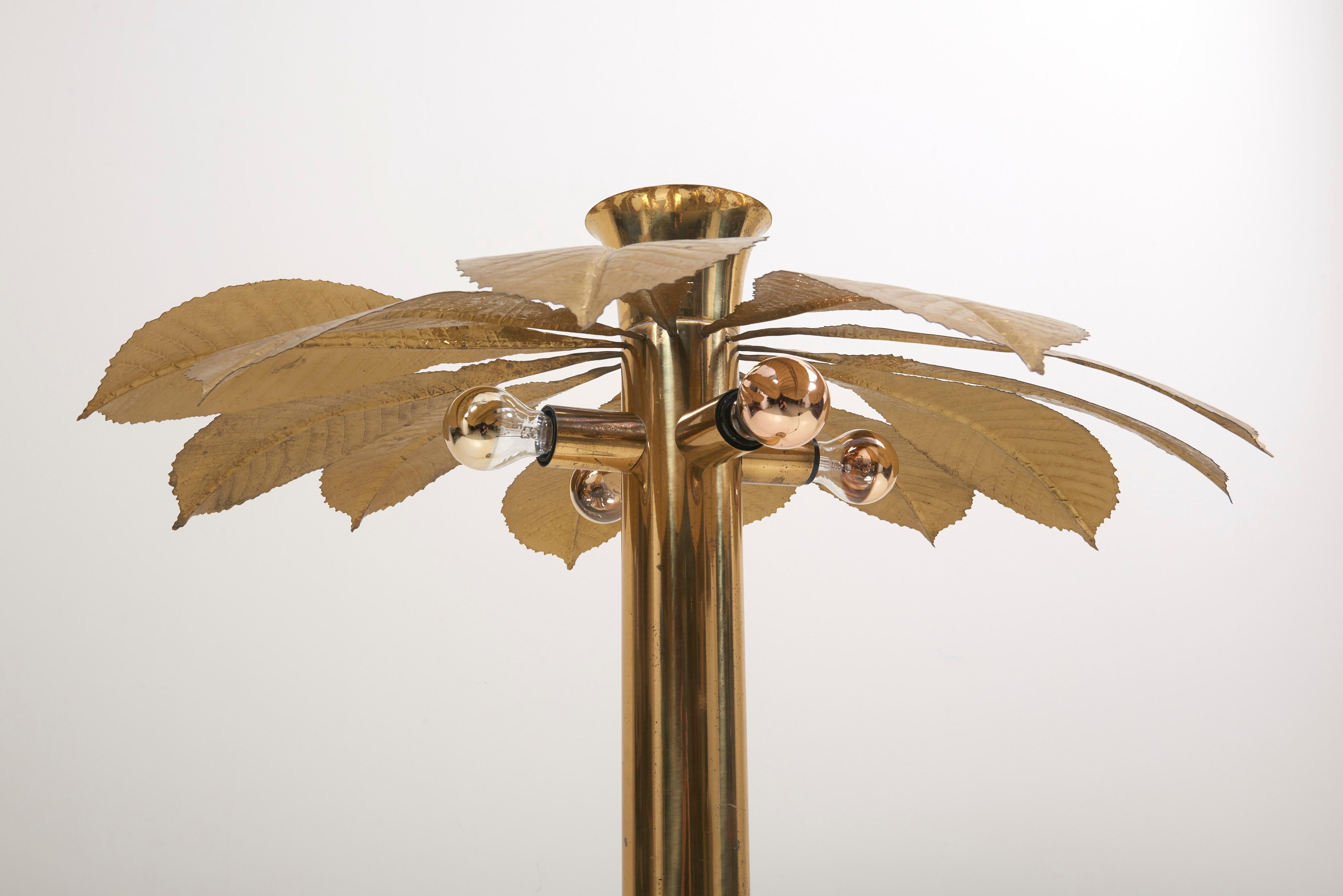 Late 20th Century Rare and Impressive Brass Rhaburb Floor Lamp by Tommaso Barbi