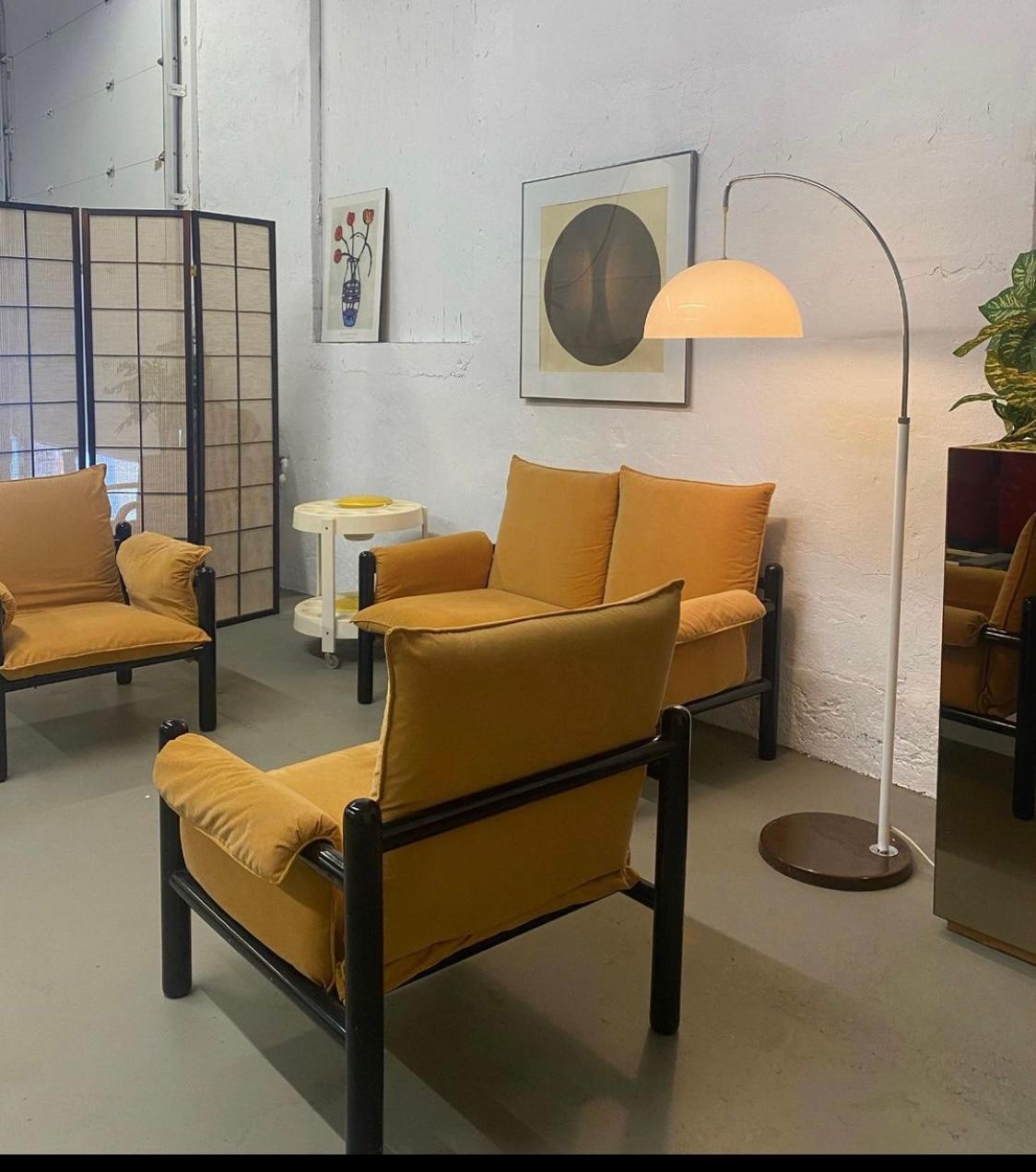 Made by Italian designer A. Sibau, most commonly known for their iconic dinning tables and chairs. This sofa set is a rare find.