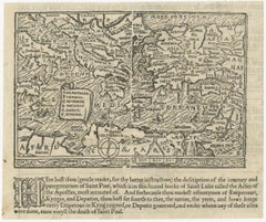 Rare and Interesting Small Antique Woodcut Map of the Mediterranean, 1568