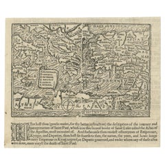 Rare and Interesting Small Antique Woodcut Map of the Mediterranean 